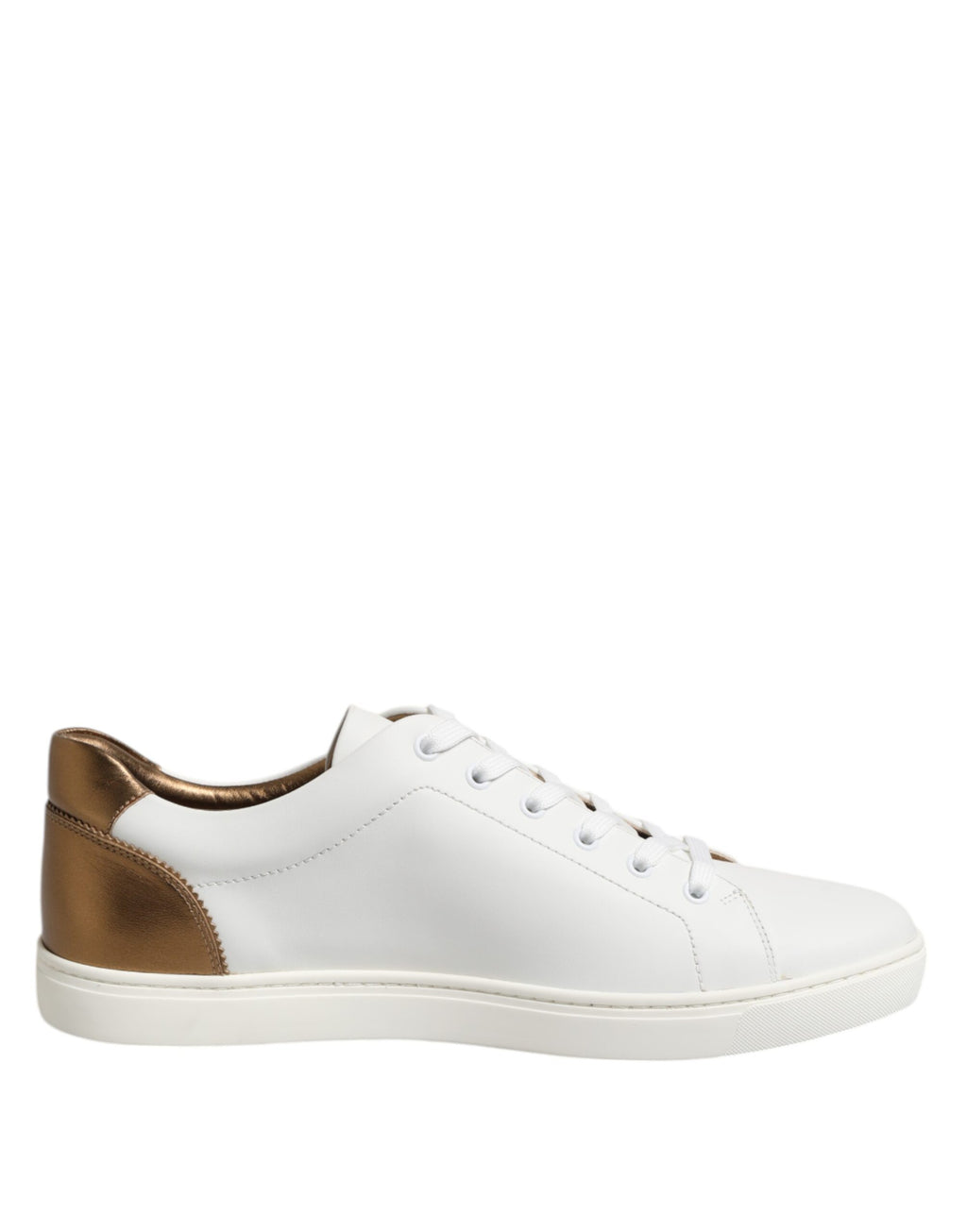 Dolce & Gabbana White Brown Leather Low Top Men Sneakers Shoes