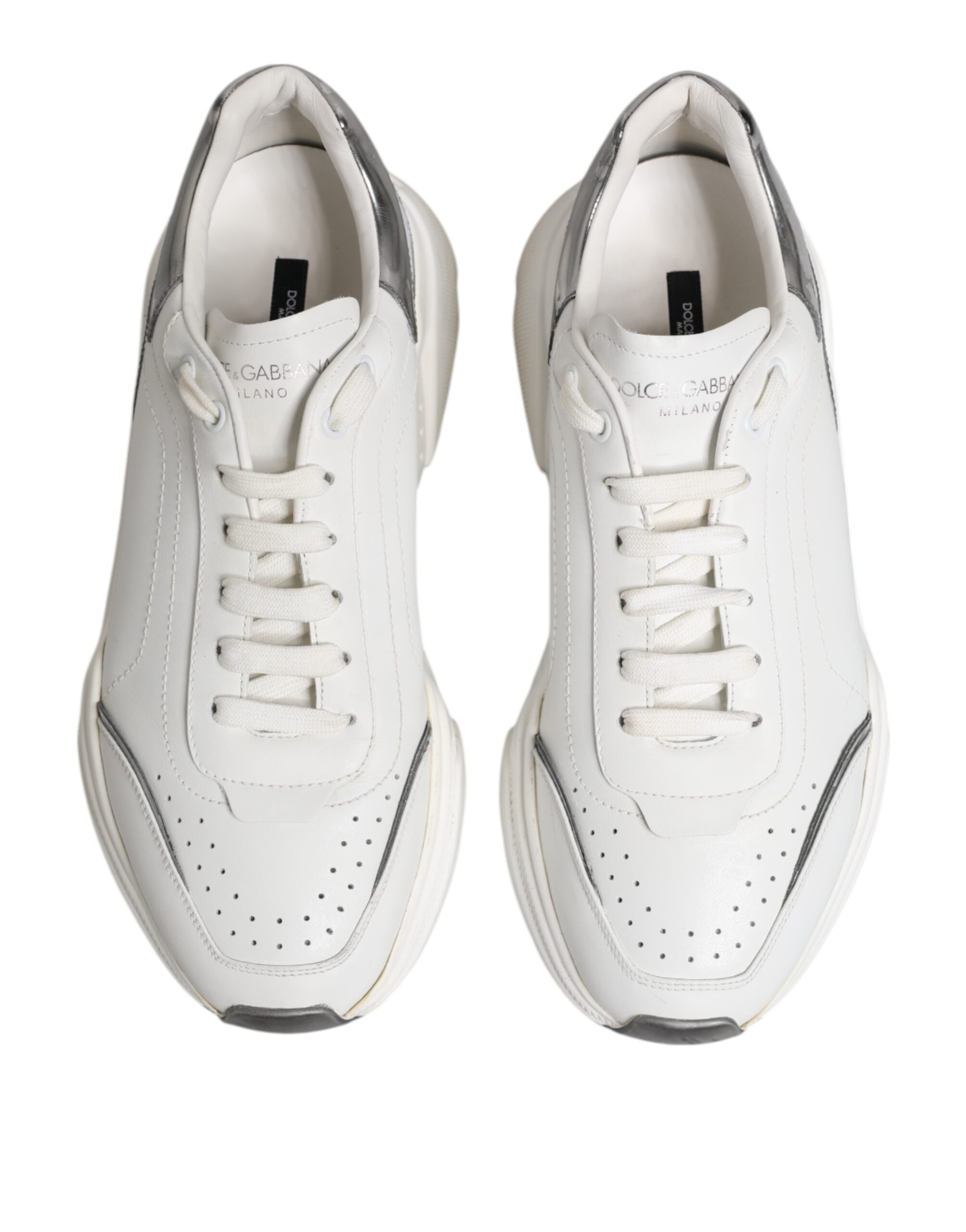 Dolce & Gabbana White Daymaster Leather Low Top Sneakers Shoes