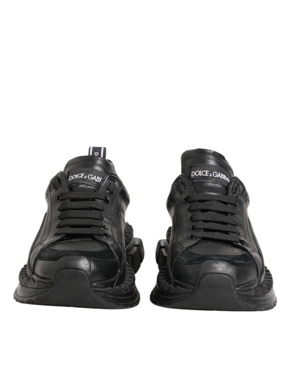 Dolce & Gabbana Black SUPER KING Leather Low Top Sneakers Shoes