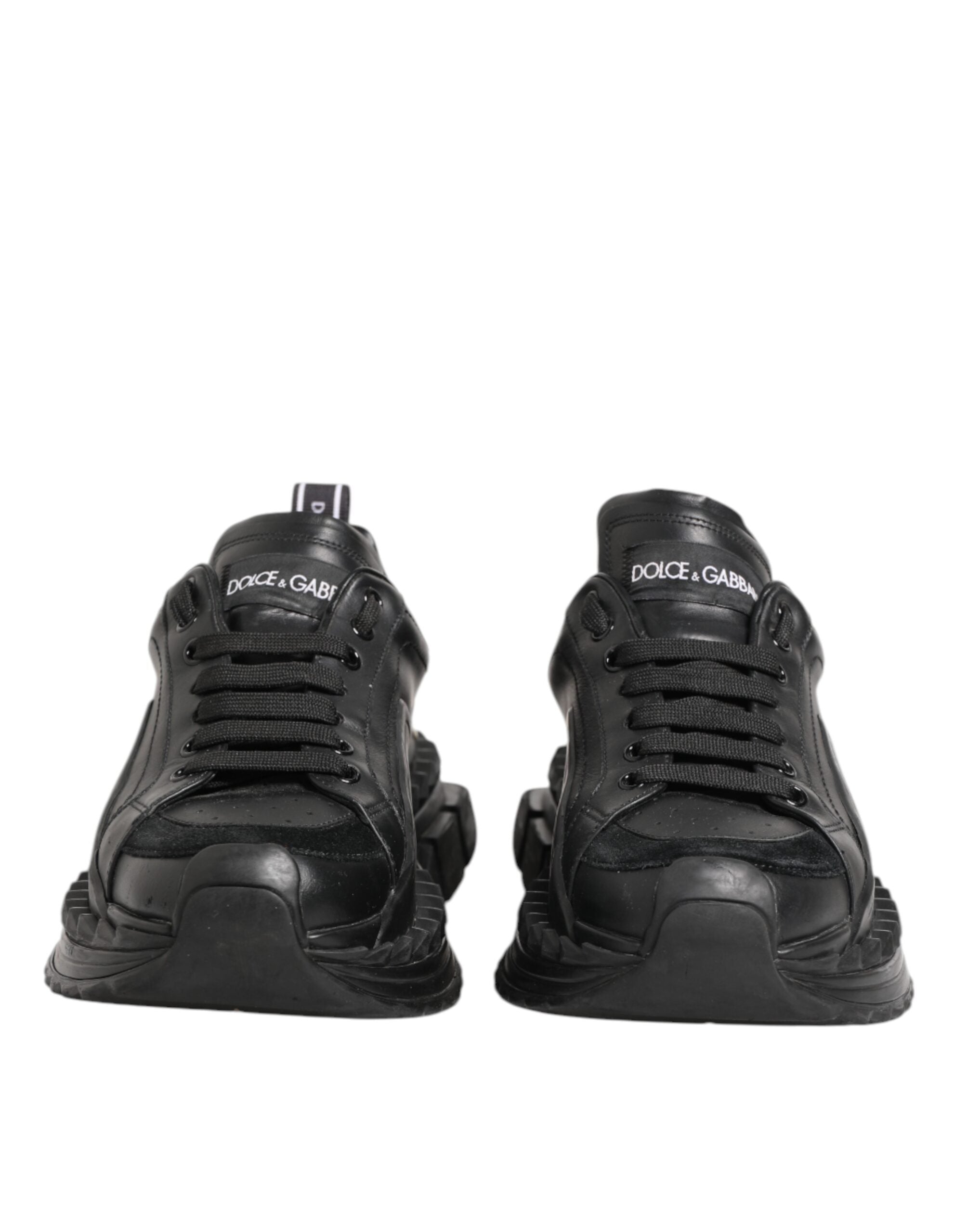 Dolce & Gabbana Black SUPER KING Leather Low Top Sneakers Shoes