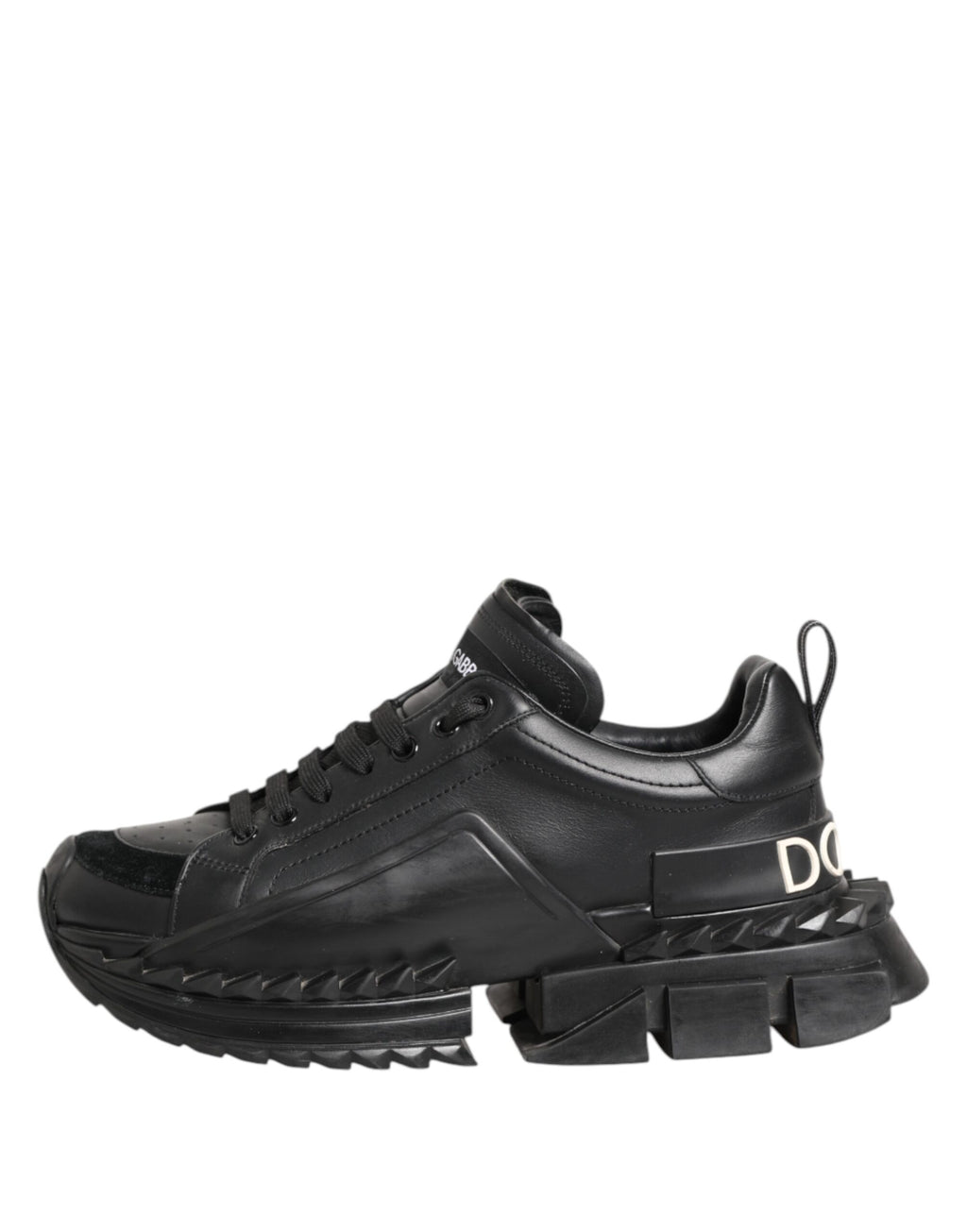 Dolce & Gabbana Black SUPER KING Leather Low Top Sneakers Shoes