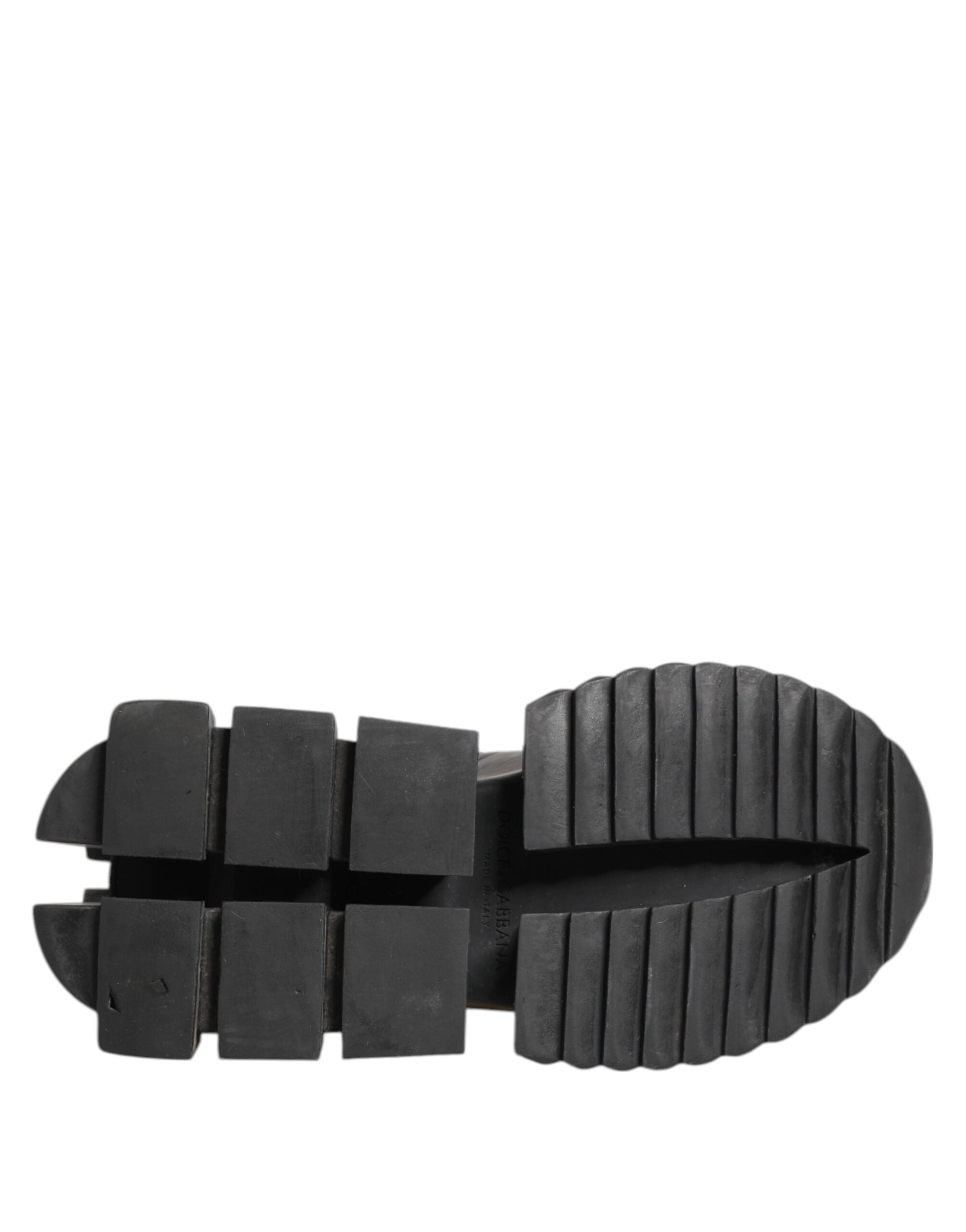 Dolce & Gabbana Black SUPER KING Leather Low Top Sneakers Shoes