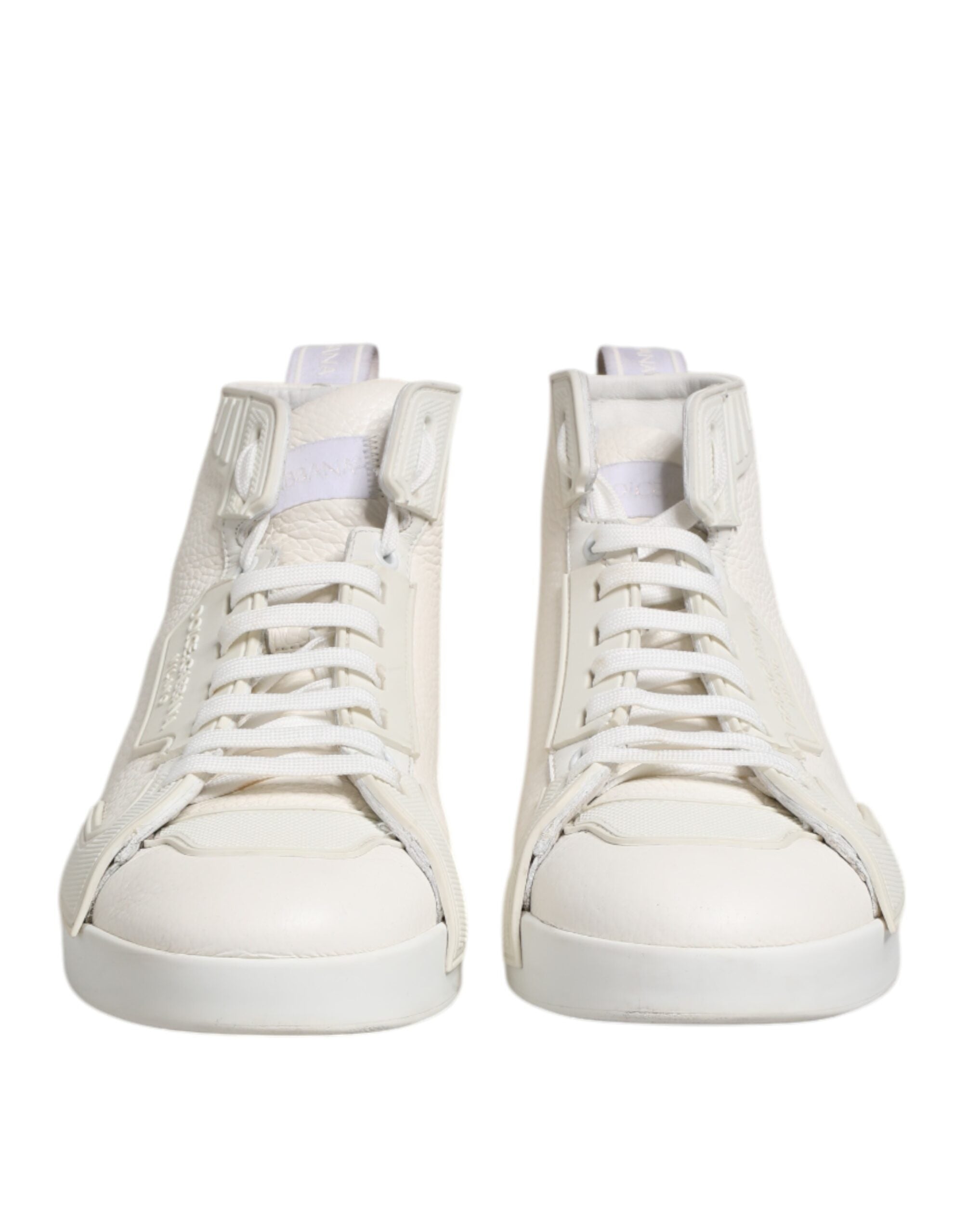 Dolce & Gabbana White Leather Mid Top Sneakers Shoes