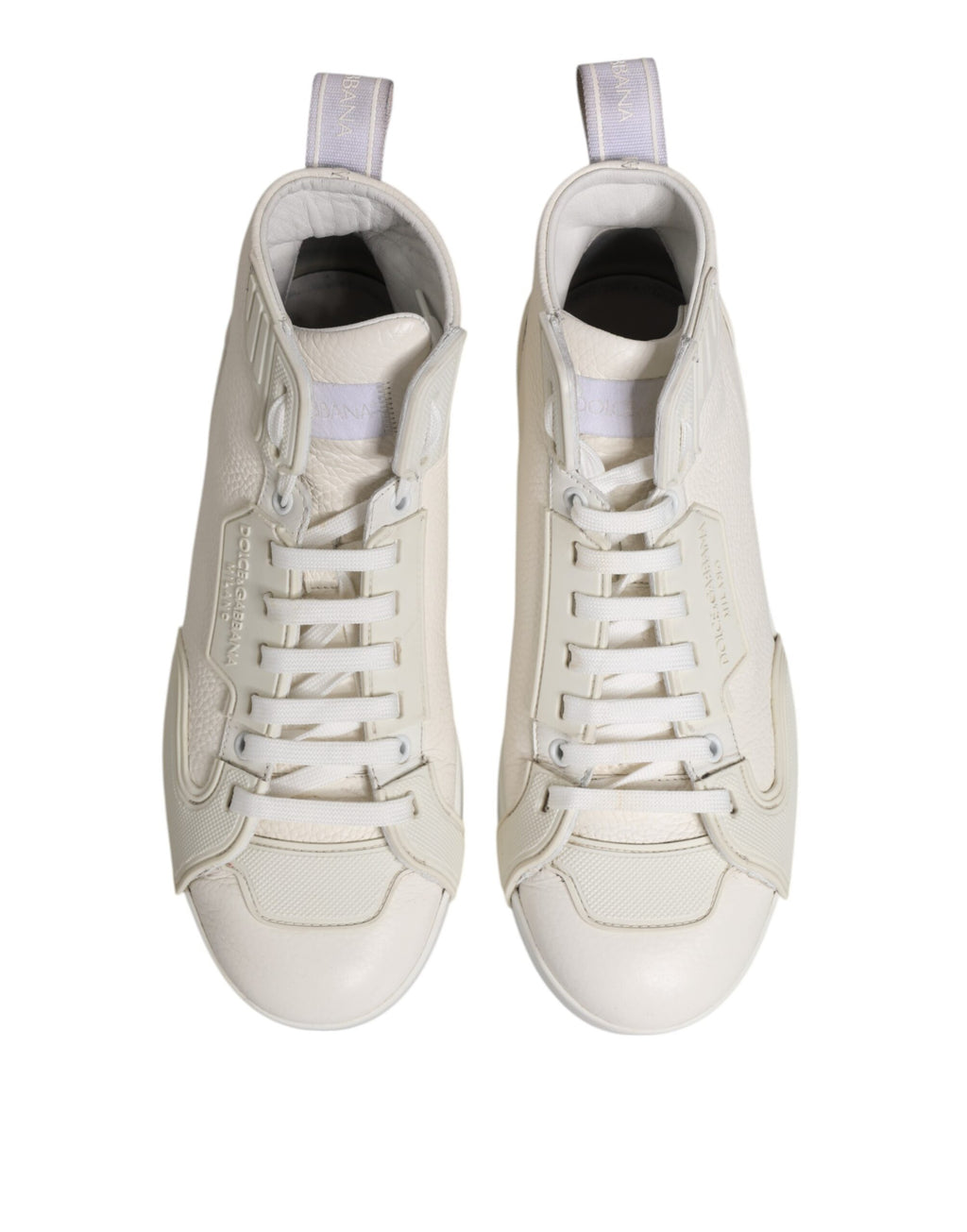 Dolce & Gabbana White Leather Mid Top Sneakers Shoes
