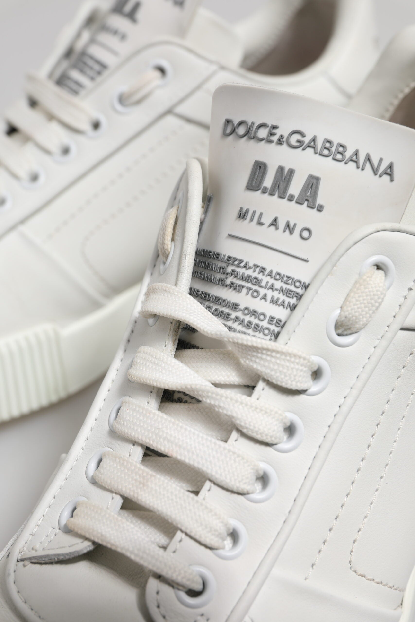 Dolce & Gabbana White Leather MIAMI Low Top Sneakers Shoes