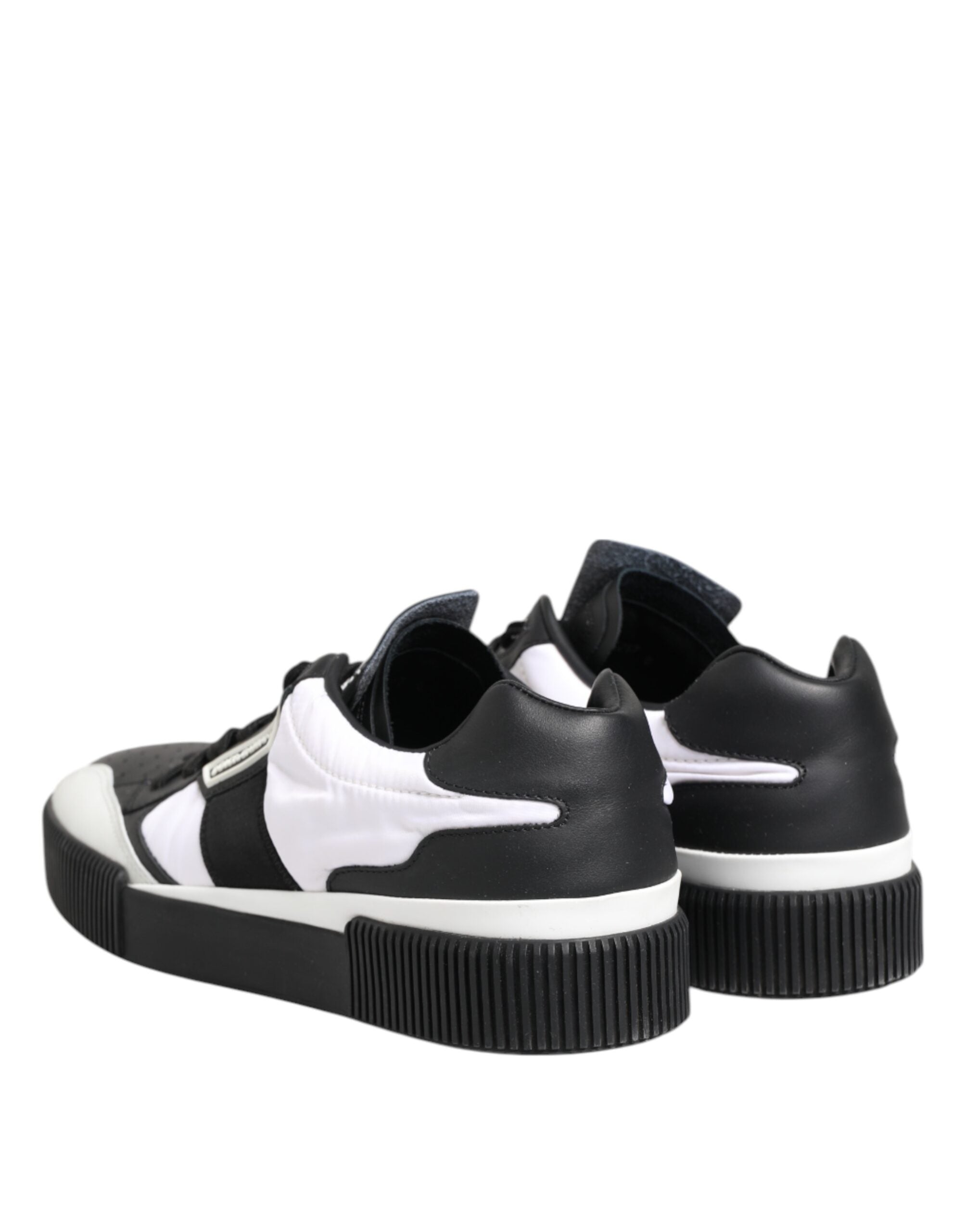 Dolce & Gabbana Black White Leather MIAMI Low Top Sneakers Shoes