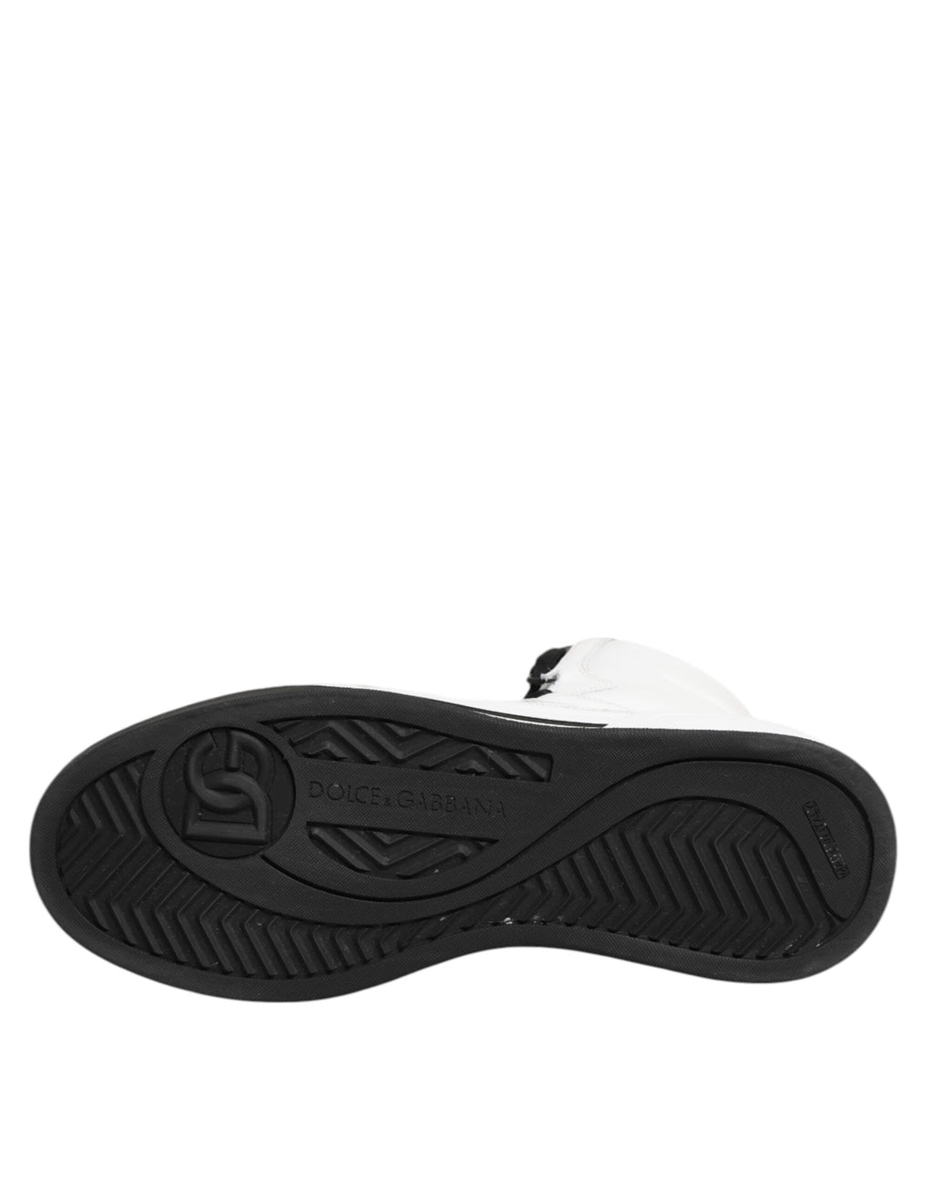 Dolce & Gabbana White Black Leather High Top Sneakers Shoes