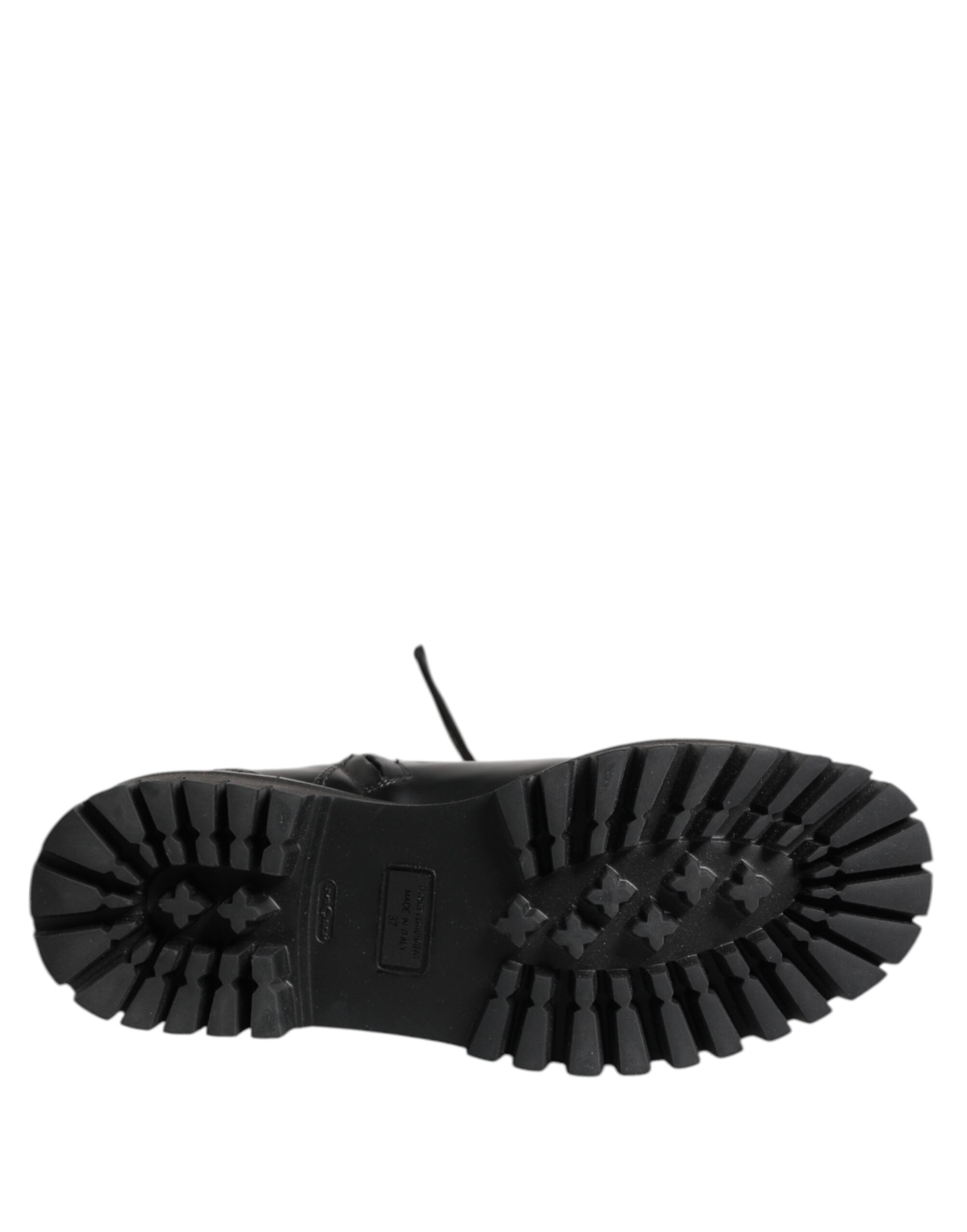 Dolce & Gabbana Black Leather Mid Calf Biker Boots Shoes