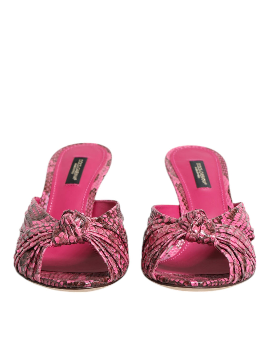 Dolce & Gabbana Pink Leather Heels Slides Sandals Shoes