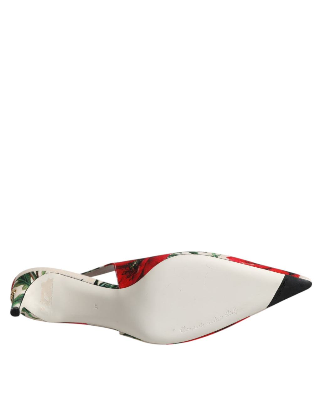 Dolce & Gabbana White Floral Heels Slingback Sandals Shoes