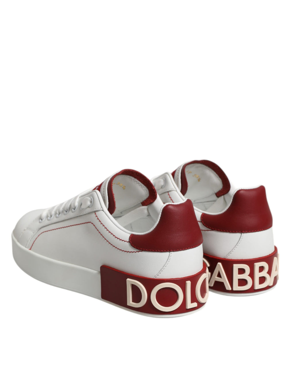 Dolce & Gabbana White Red Leather Portofino Sneaker Shoes