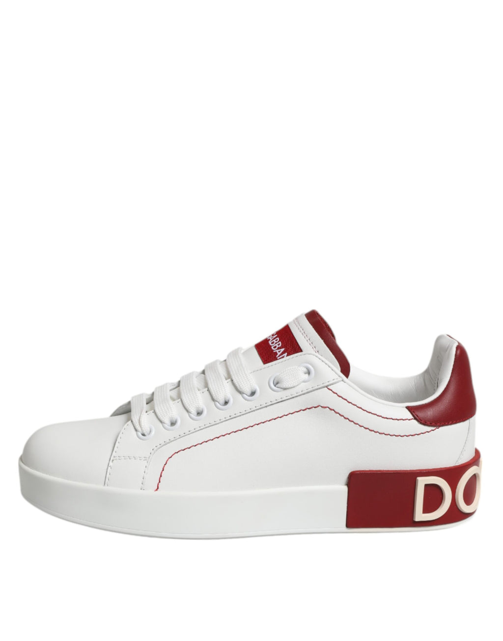 Dolce & Gabbana White Red Leather Portofino Sneaker Shoes