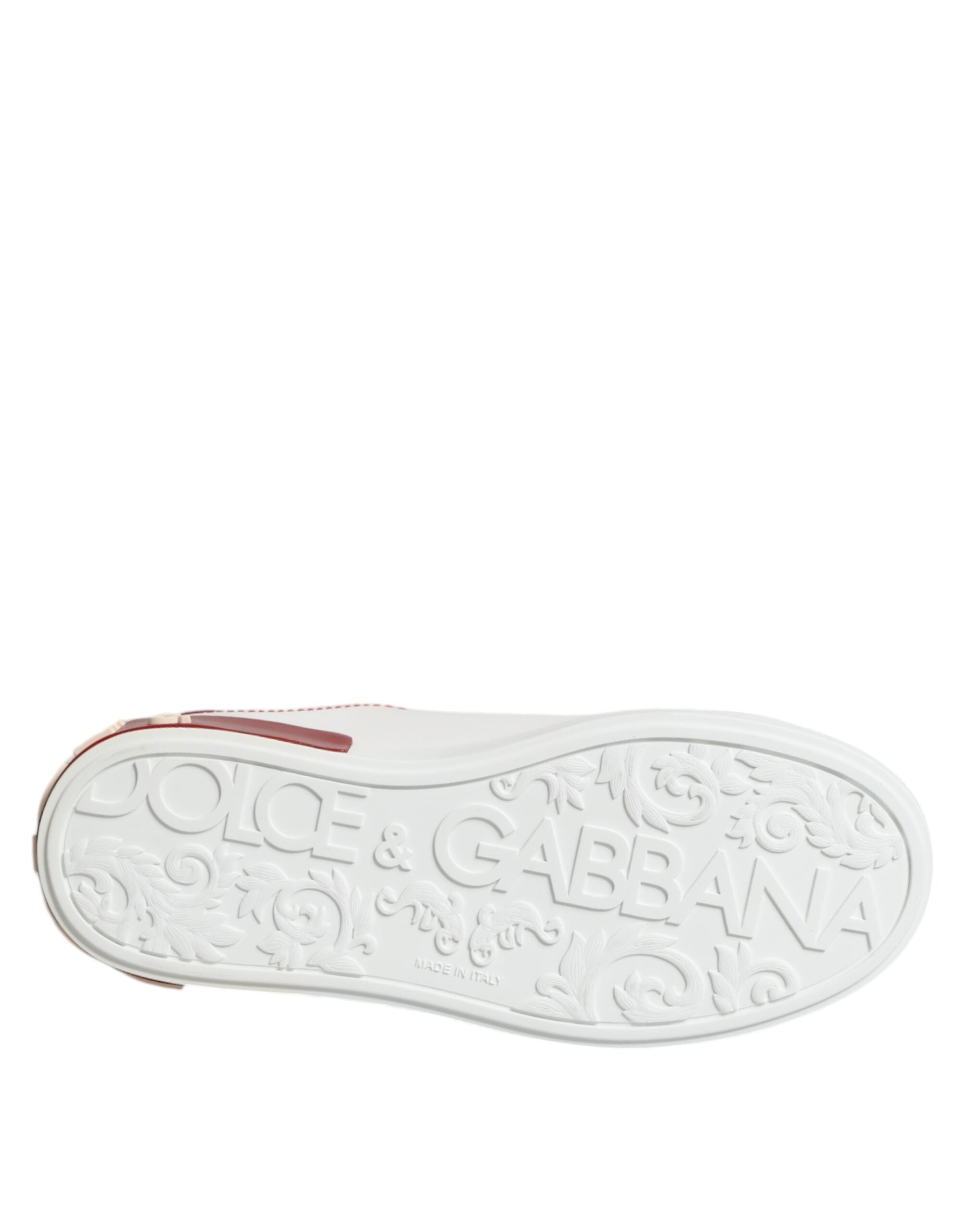 Dolce & Gabbana White Red Leather Portofino Sneaker Shoes