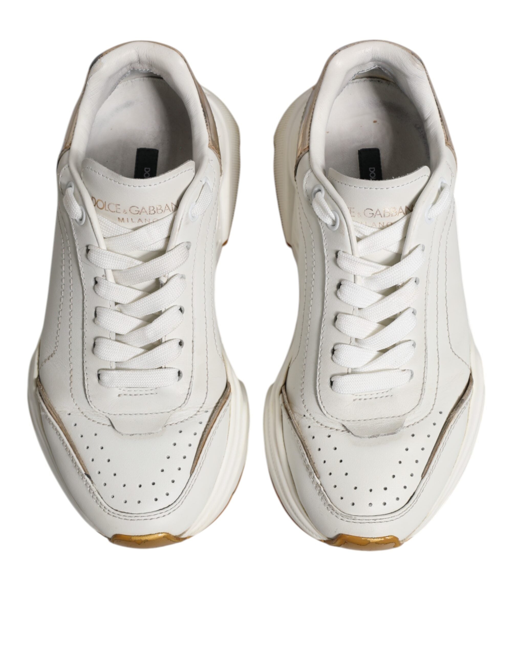 Dolce & Gabbana White Gold Daymaster Low Top Sneakers Shoes