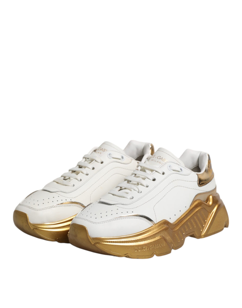 Dolce & Gabbana White Gold Daymaster Low Top Sneakers Shoes