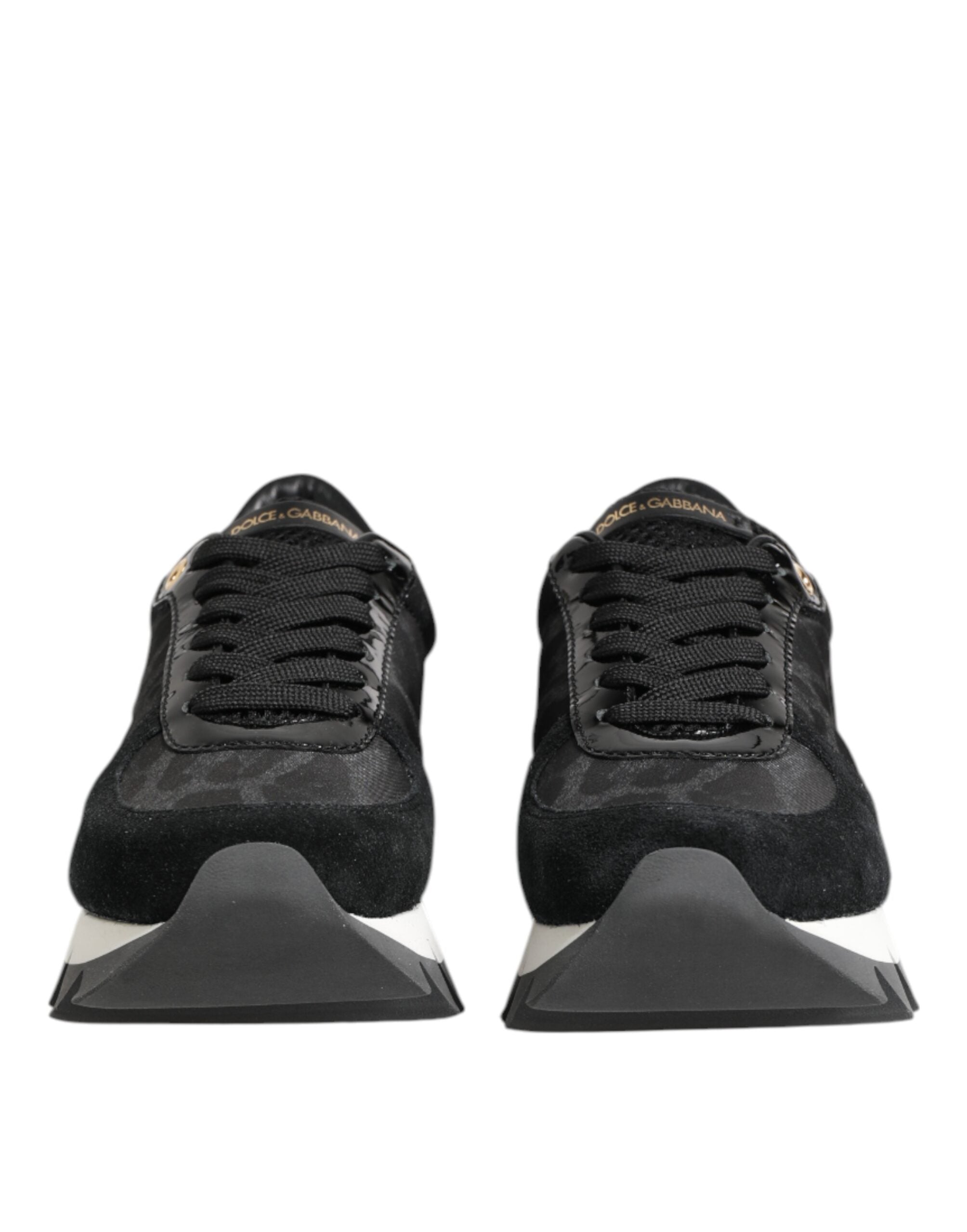 Dolce & Gabbana Black Gray Leopard Low Top Sneakers Shoes