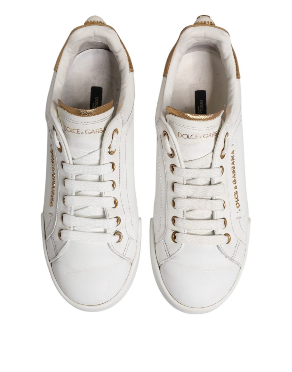 Dolce & Gabbana White Leather Low Top Women Sneakers Shoes