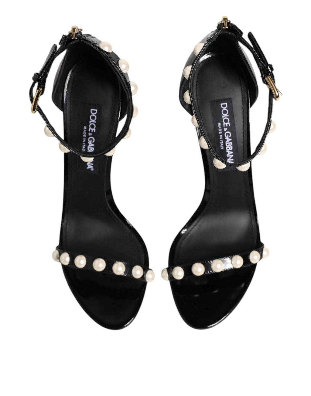 Dolce & Gabbana Black KEIRA Pearl Embellished Sandals Shoes