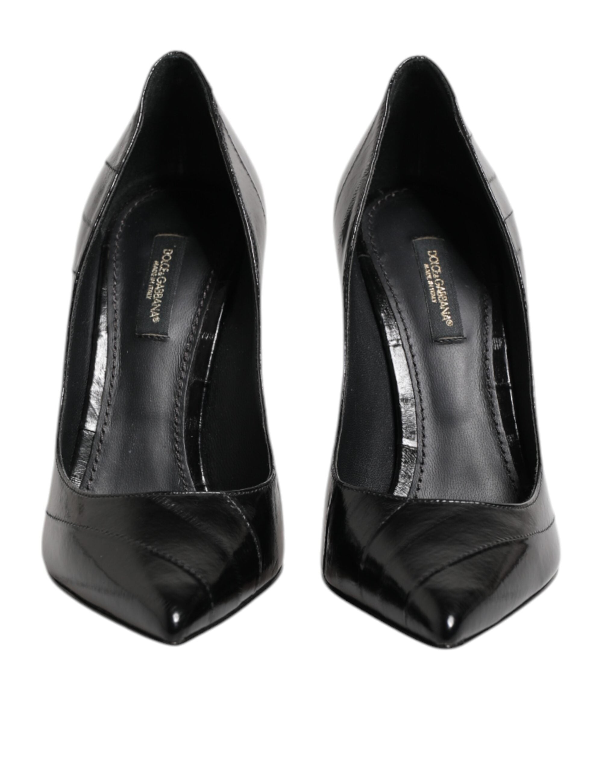 Dolce & Gabbana Black Leather Stiletto High Heels Pumps Shoes