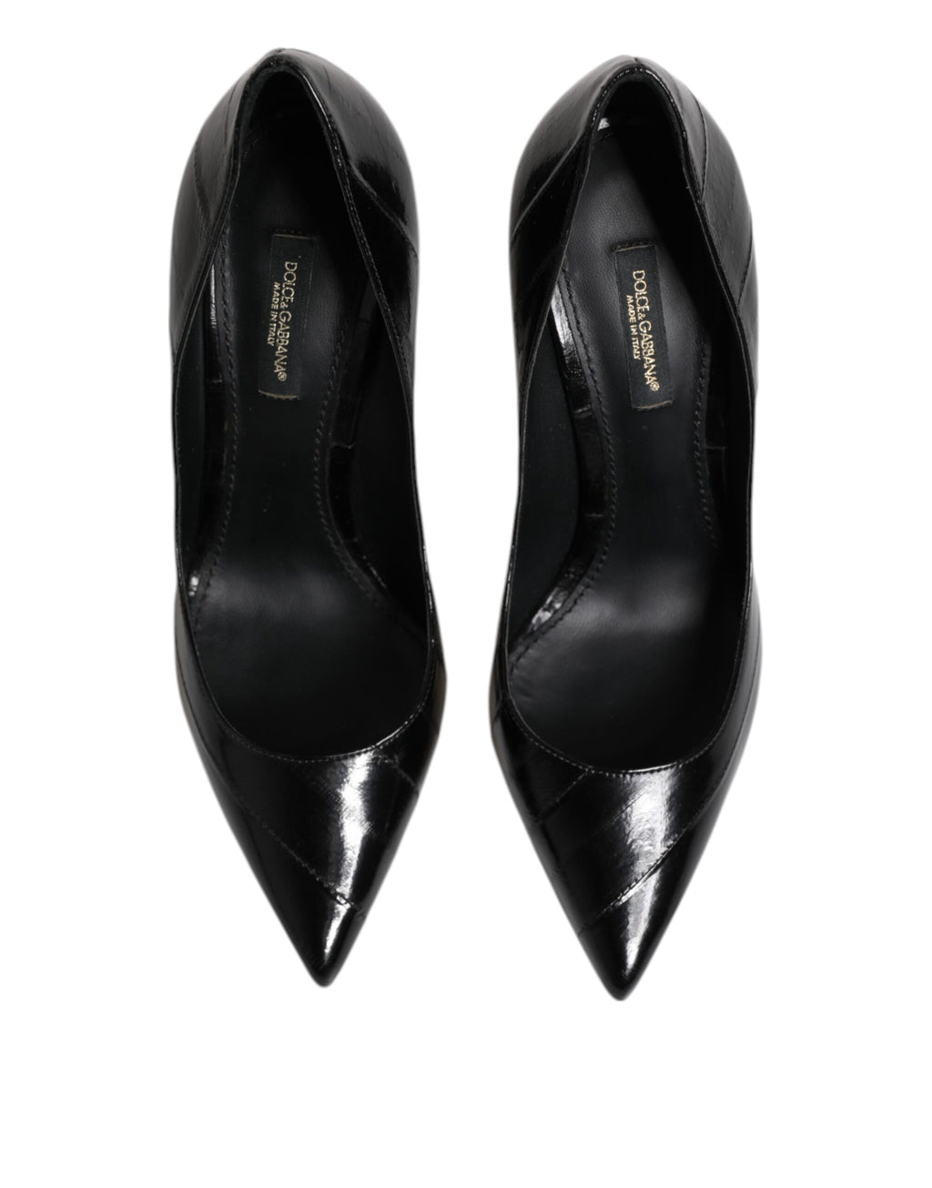 Dolce & Gabbana Black Leather Stiletto High Heels Pumps Shoes