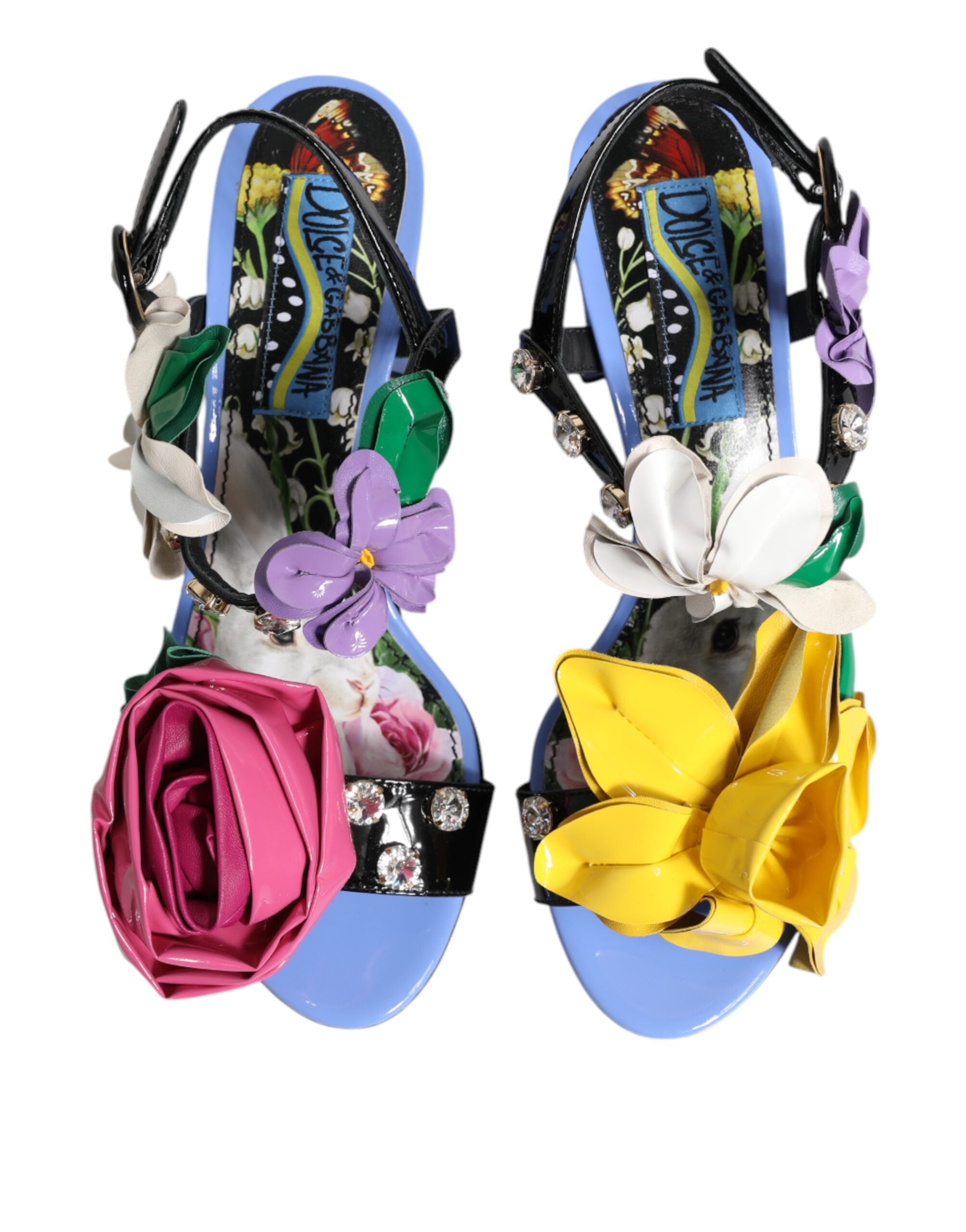 Dolce & Gabbana Multicolor Floral Crystal KEIRA Sandals Shoes
