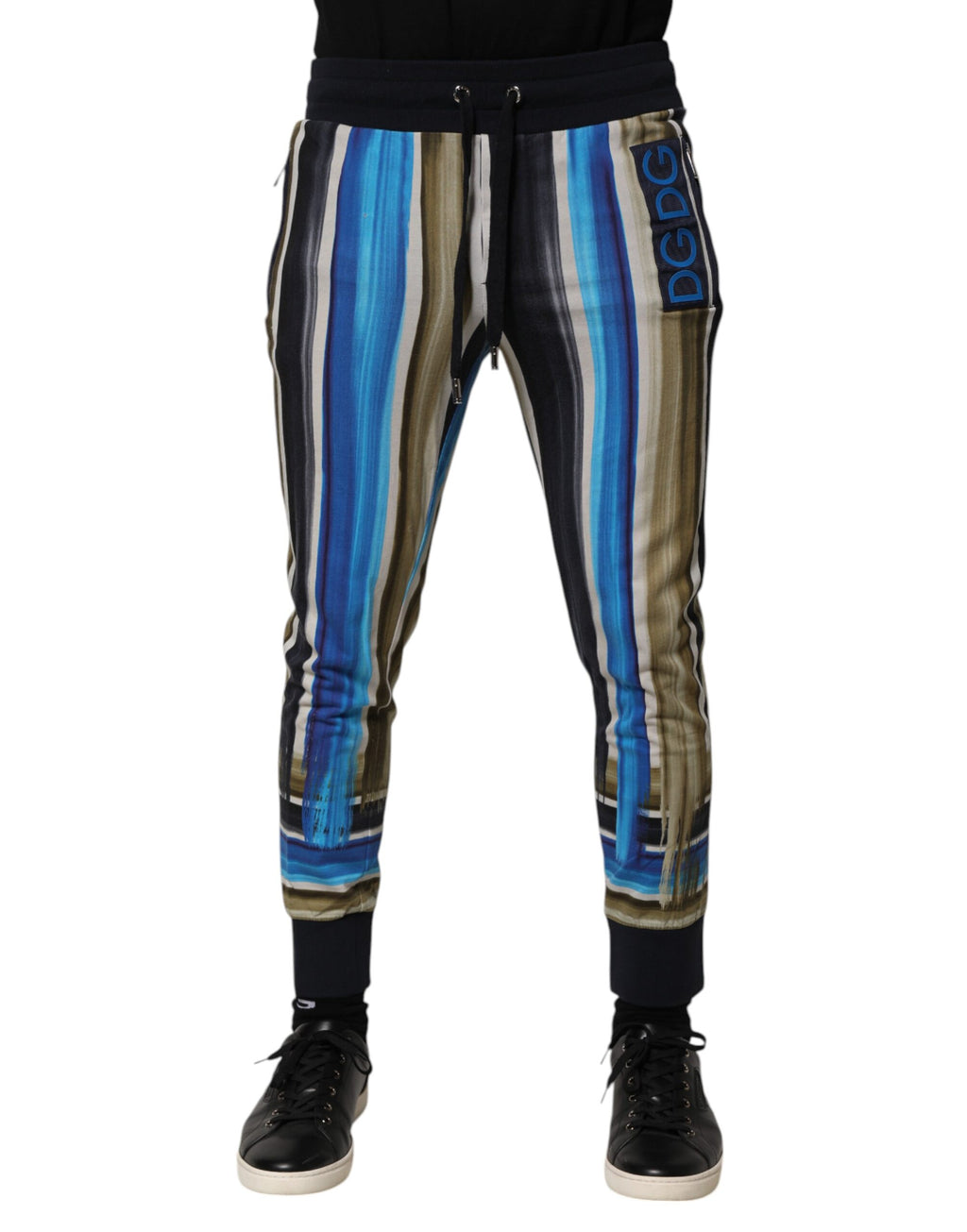 Dolce & Gabbana Multicolor Stripes DG Logo Cotton Skinny Pants