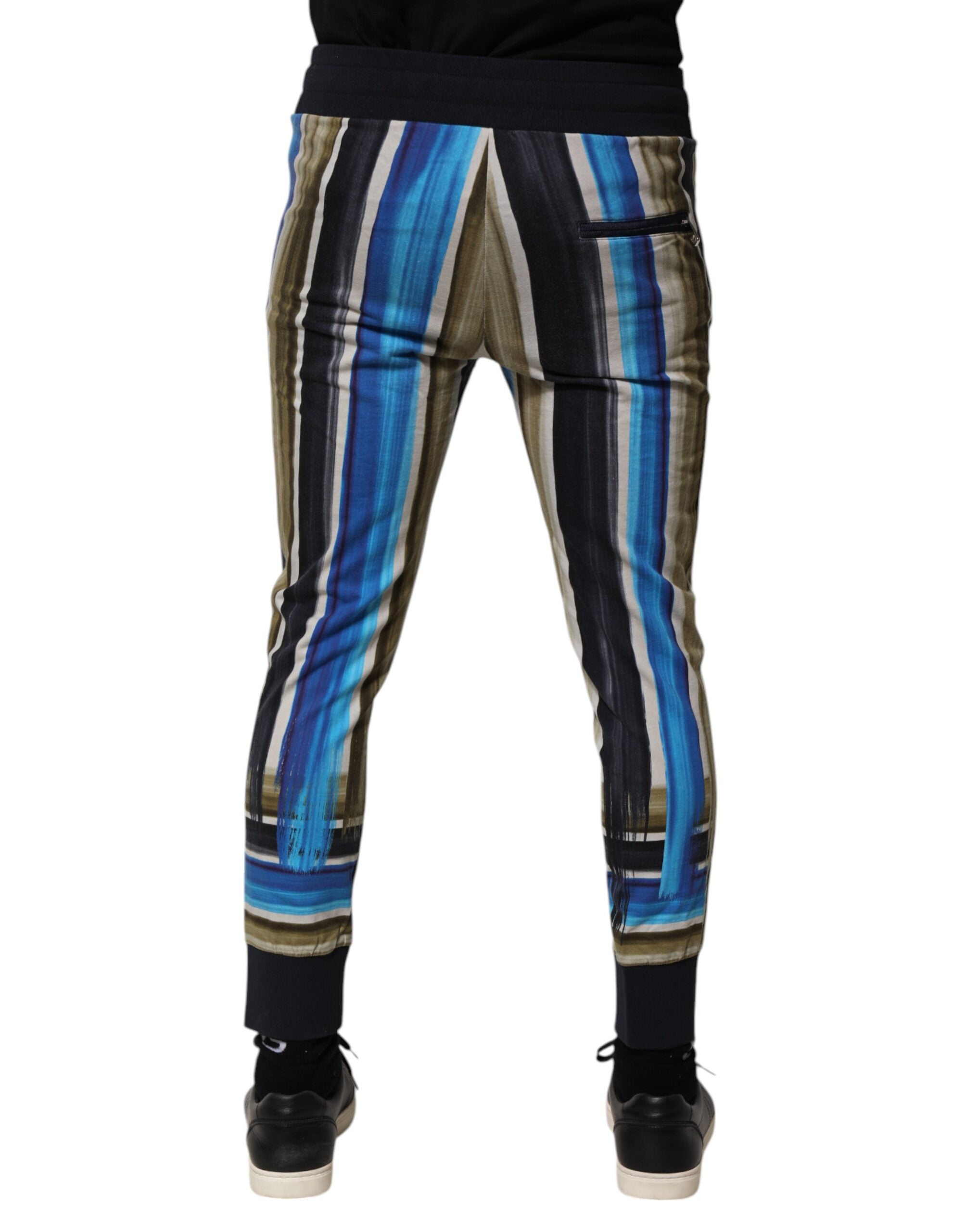 Dolce & Gabbana Multicolor Stripes DG Logo Cotton Skinny Pants