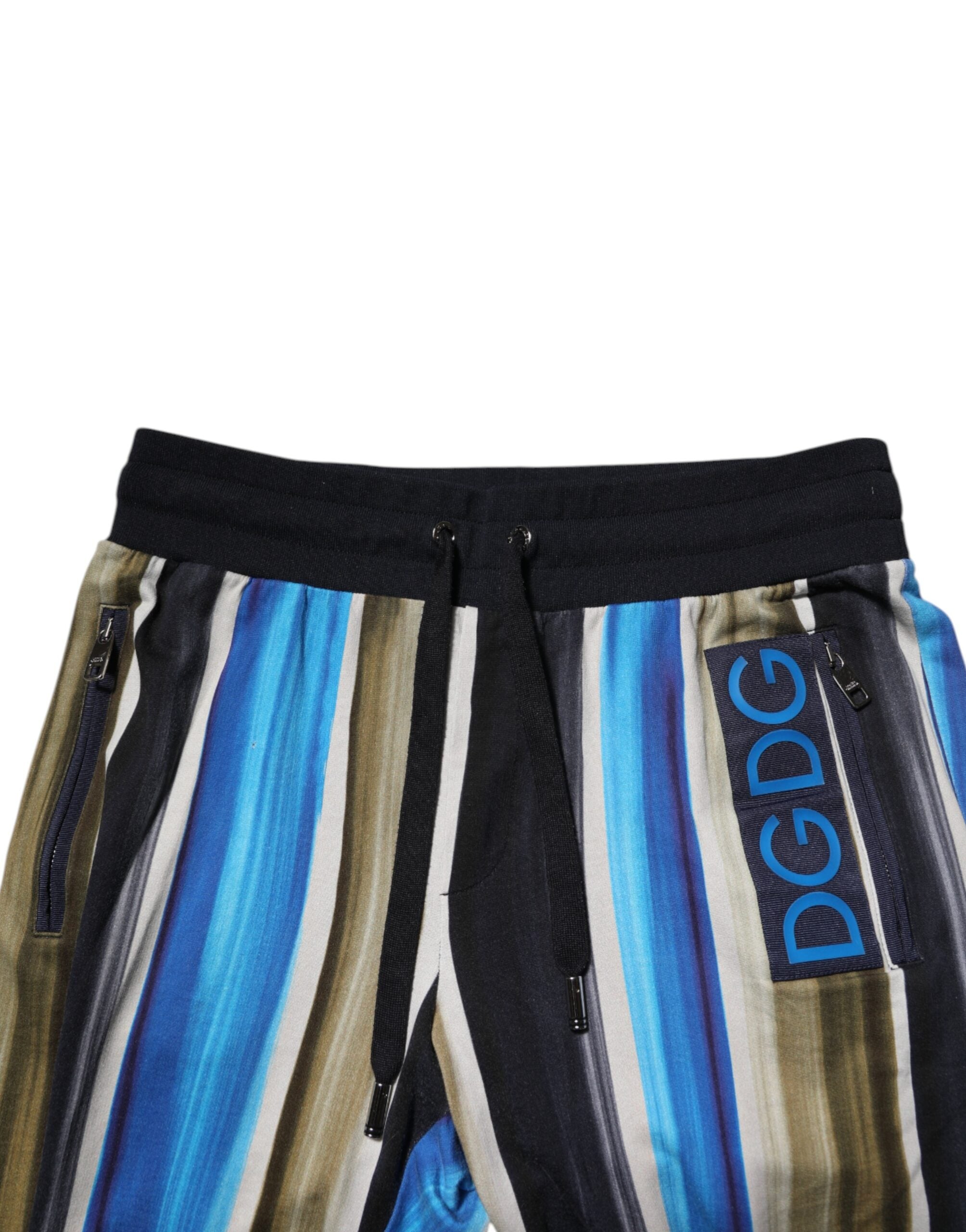 Dolce & Gabbana Multicolor Stripes DG Logo Cotton Skinny Pants
