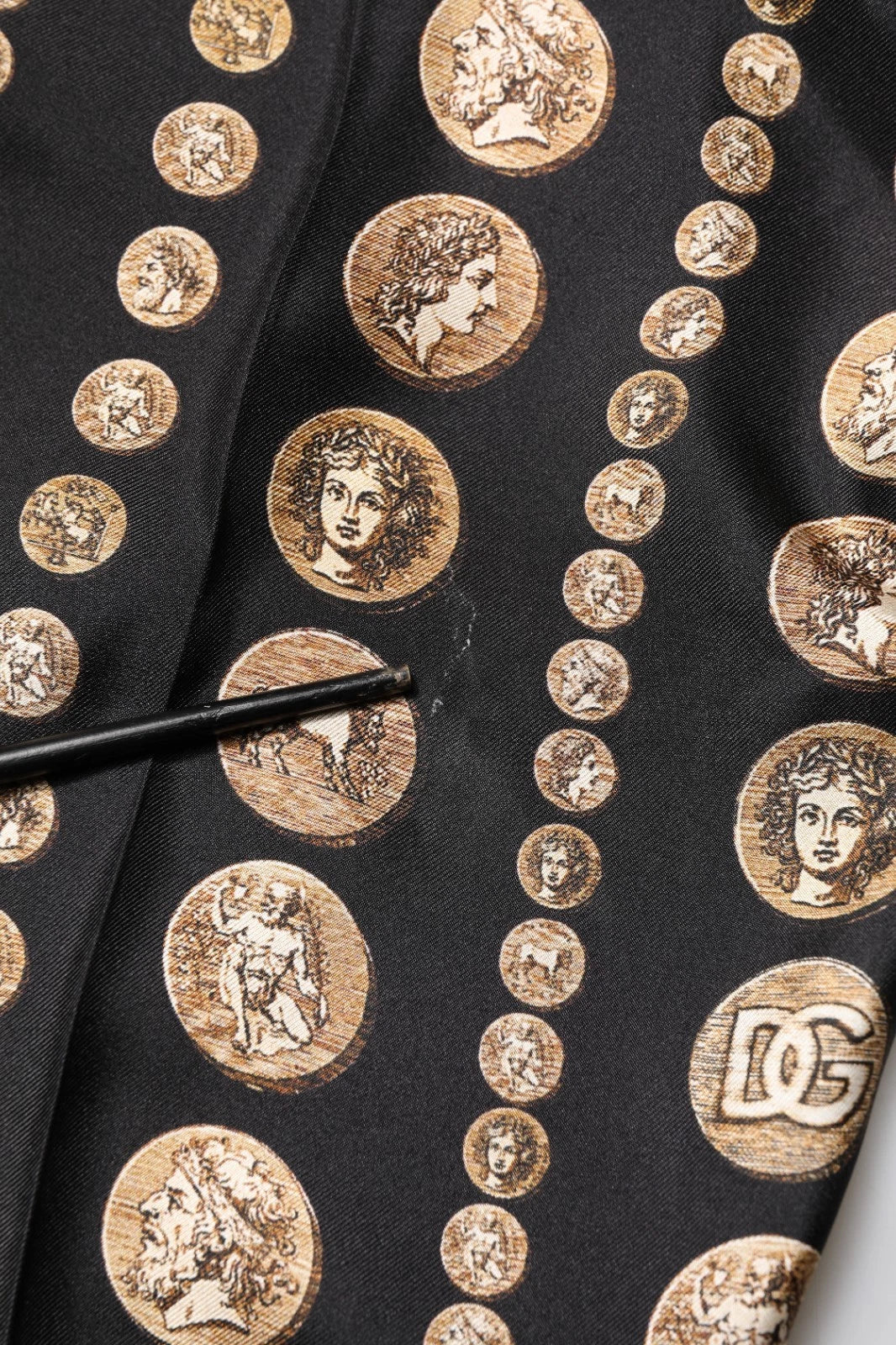 Dolce & Gabbana Black Coin Print Silk Skinny Men Trouser Pants