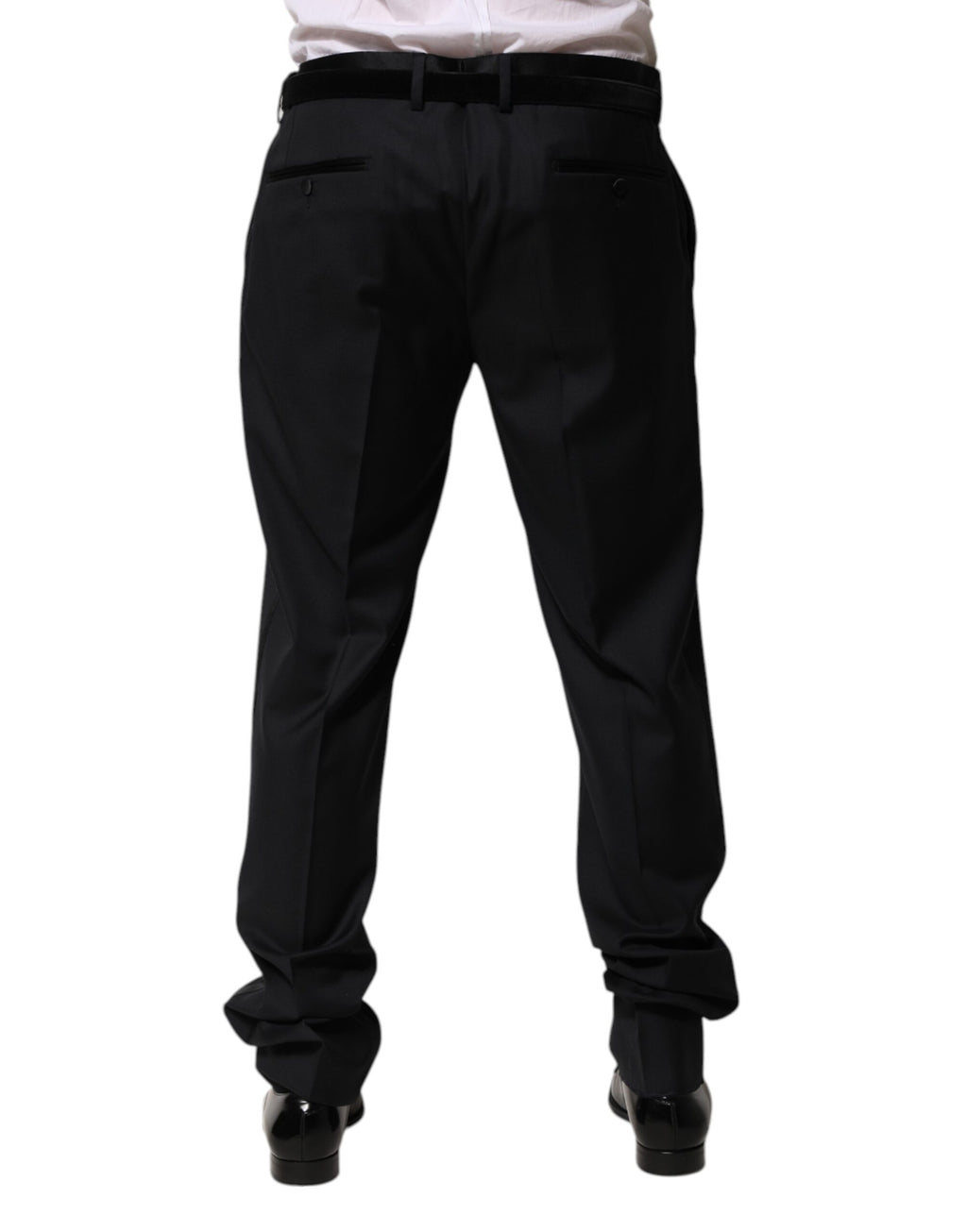 Dolce & Gabbana Black Wool Men Formal Dress Trouser Pants