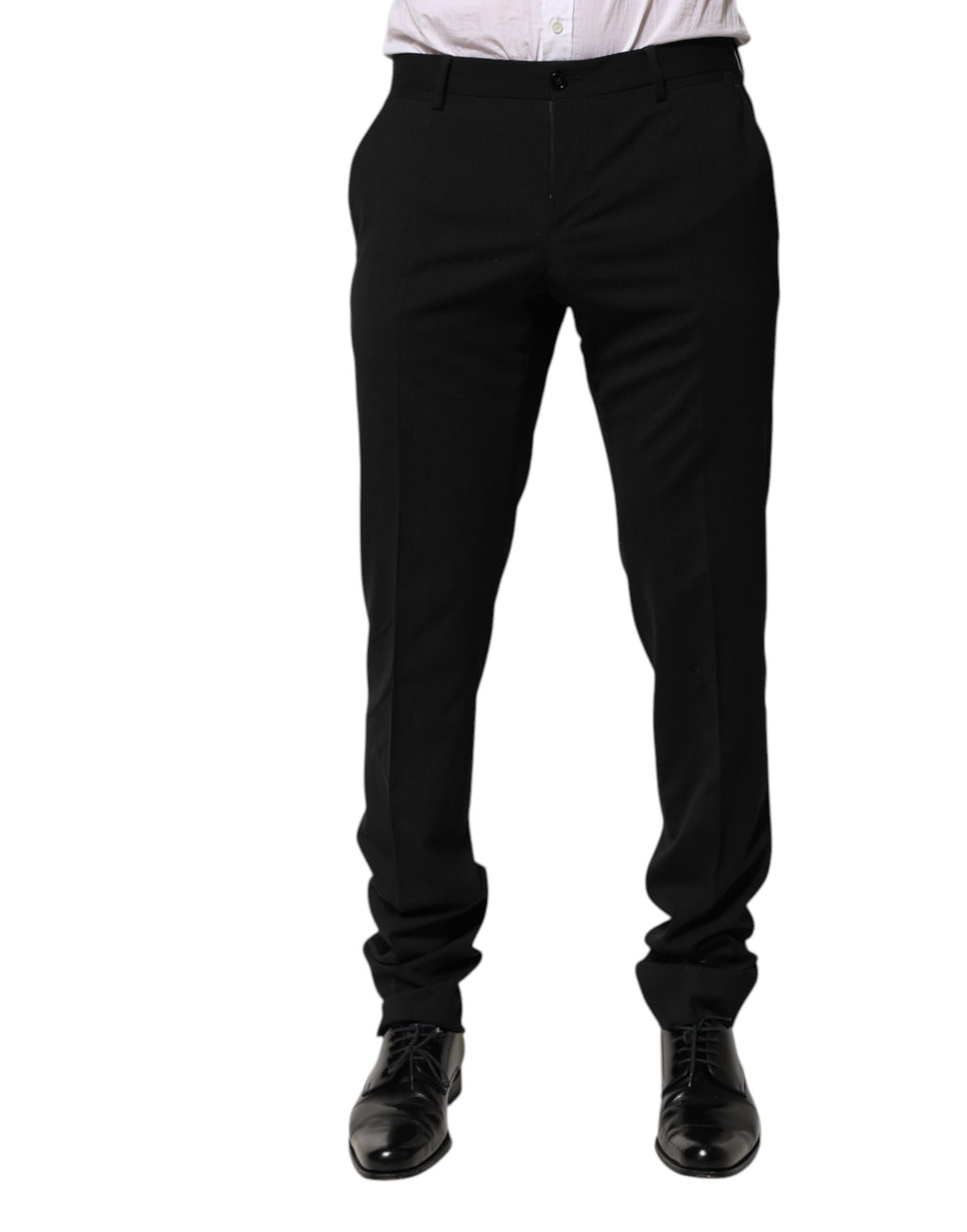 Dolce & Gabbana Black Wool Tapered Formal Men Dress Pants