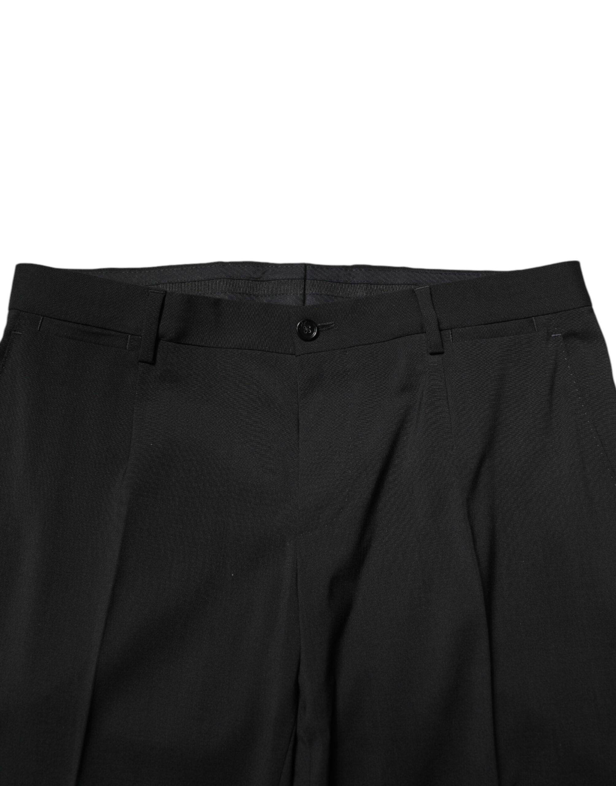 Dolce & Gabbana Black Wool Tapered Formal Men Dress Pants