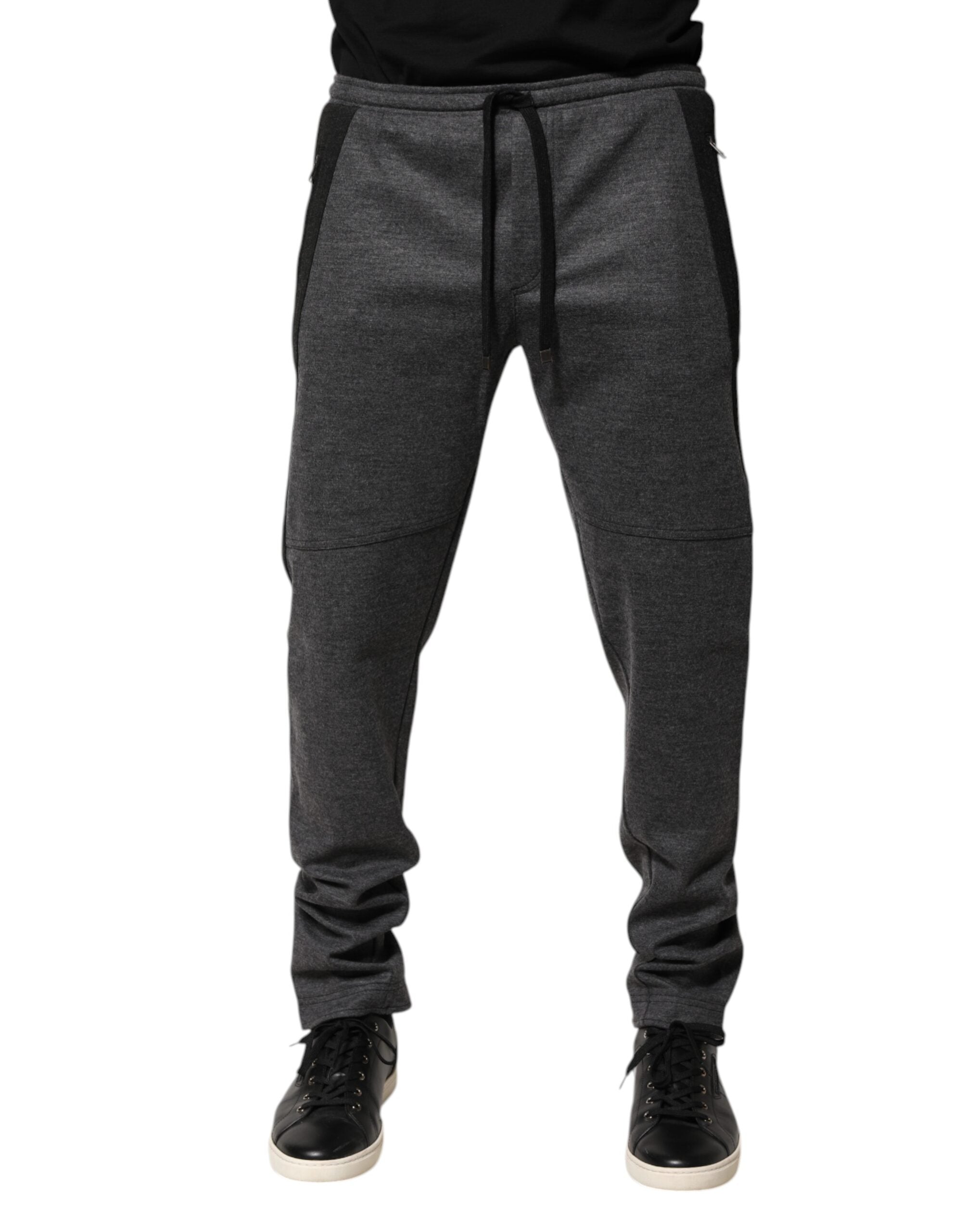 Dolce & Gabbana Gray Black Wool Blend Jogger Sweatpants  Pants