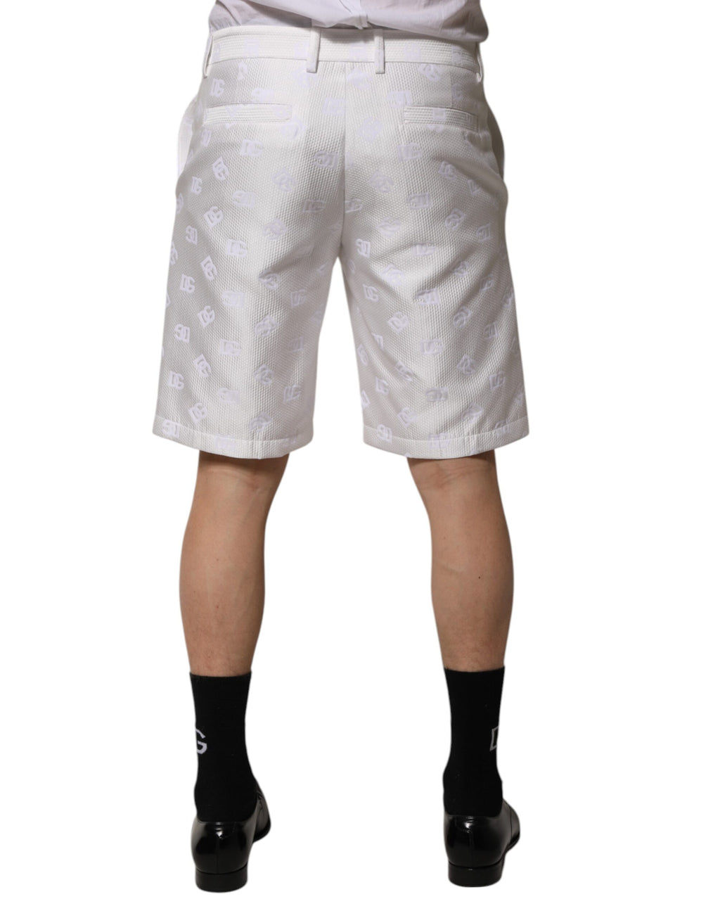 Dolce & Gabbana White DNA DG Patch Logo Cotton Trouser Shorts