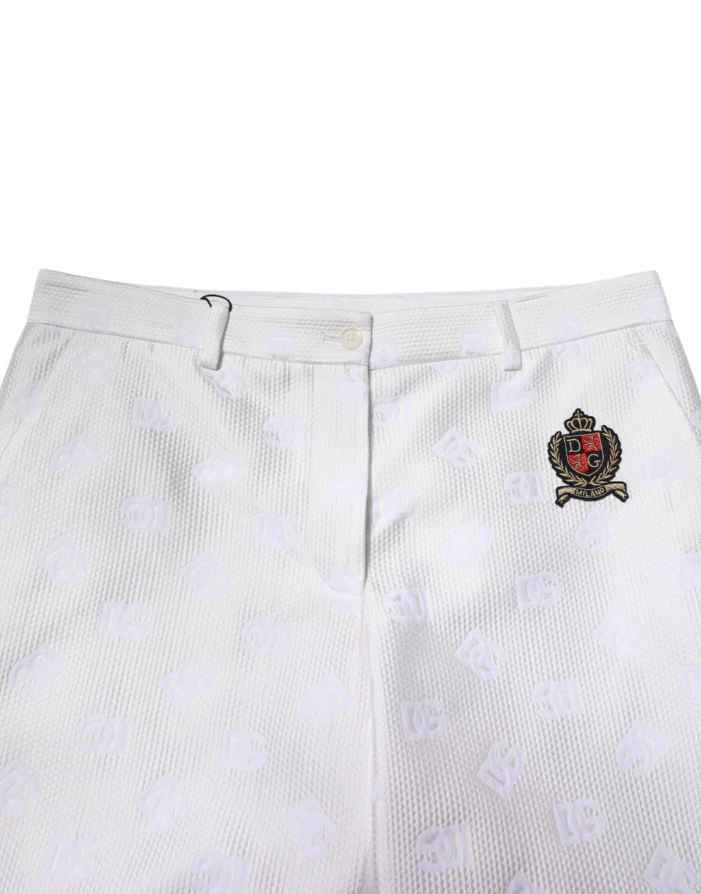 Dolce & Gabbana White DNA DG Patch Logo Cotton Trouser Shorts