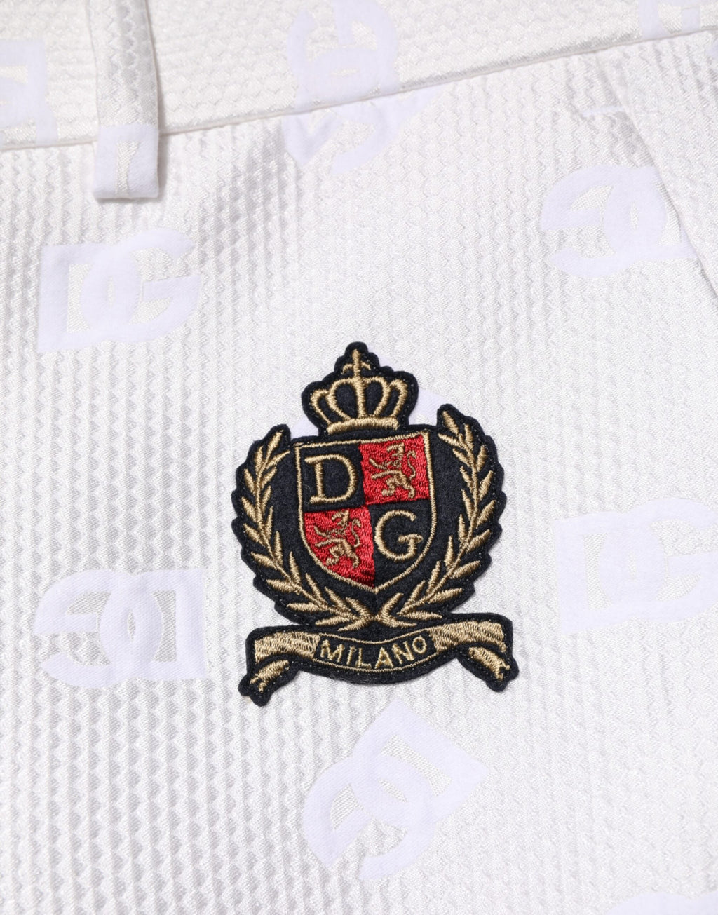 Dolce & Gabbana White DNA DG Patch Logo Cotton Trouser Shorts
