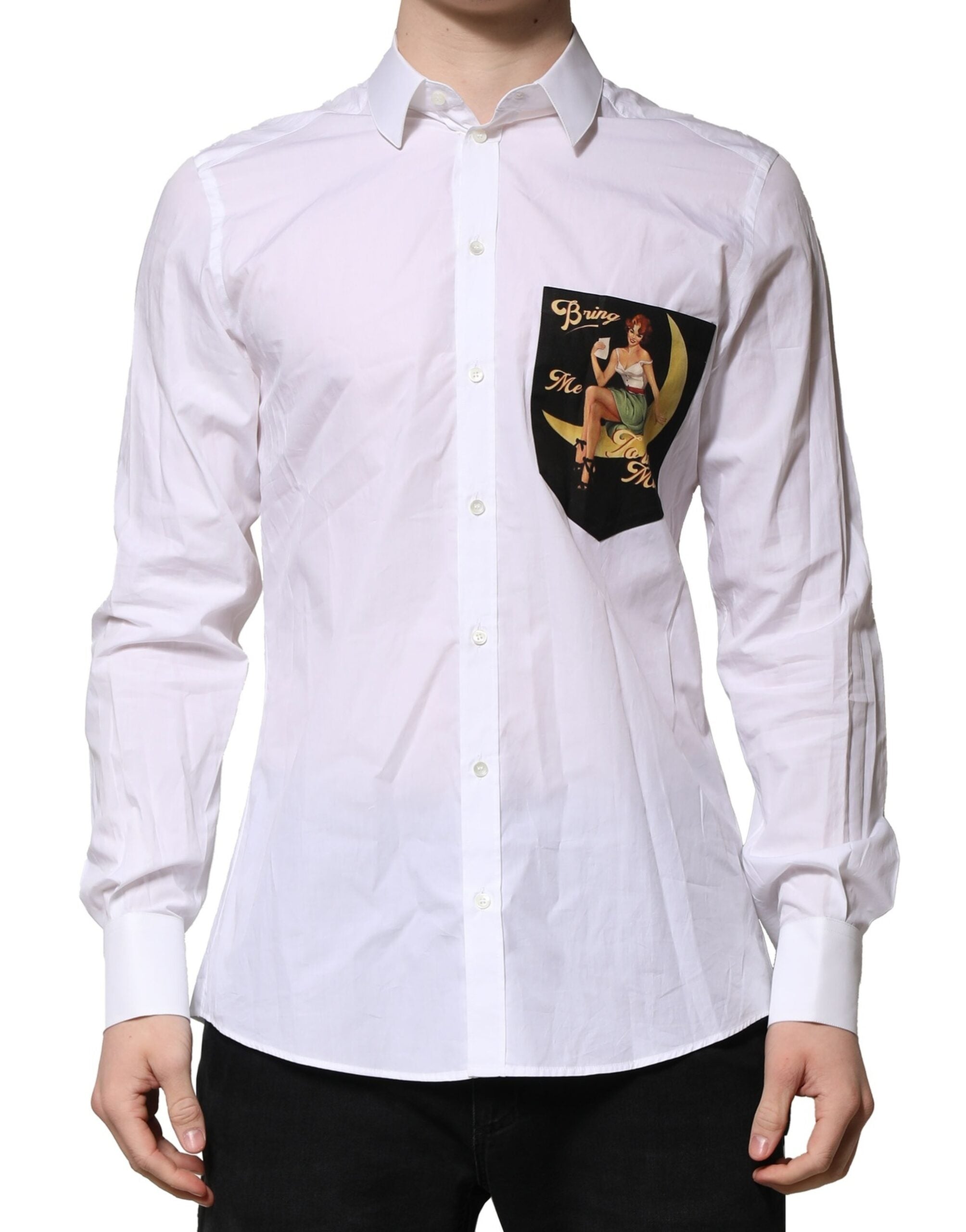 Dolce & Gabbana White Cotton MARTINI Long Sleeves Formal Shirt