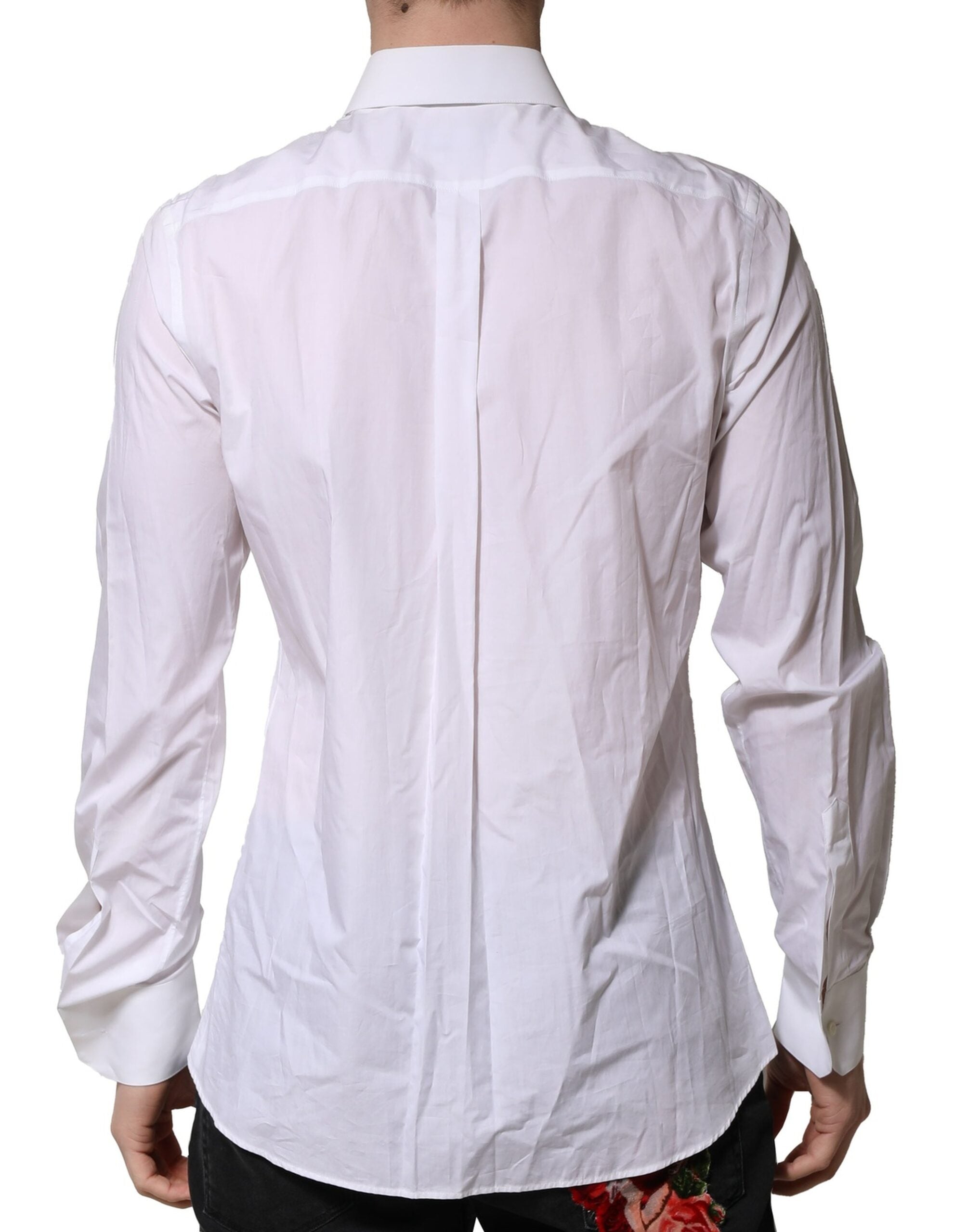 Dolce & Gabbana White Cotton MARTINI Long Sleeves Formal Shirt