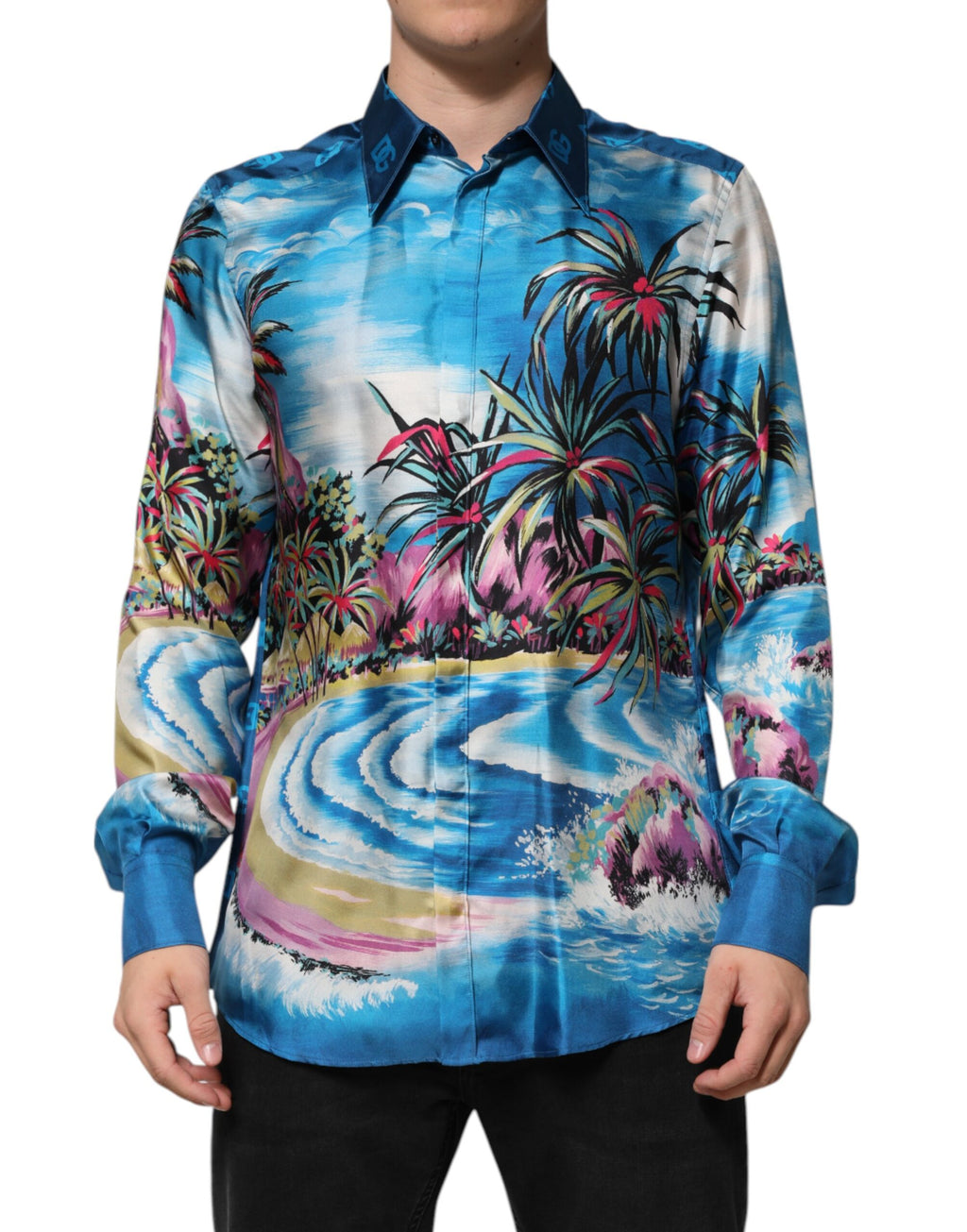 Dolce & Gabbana Multicolor Silk DG Long Sleeves Formal Shirt