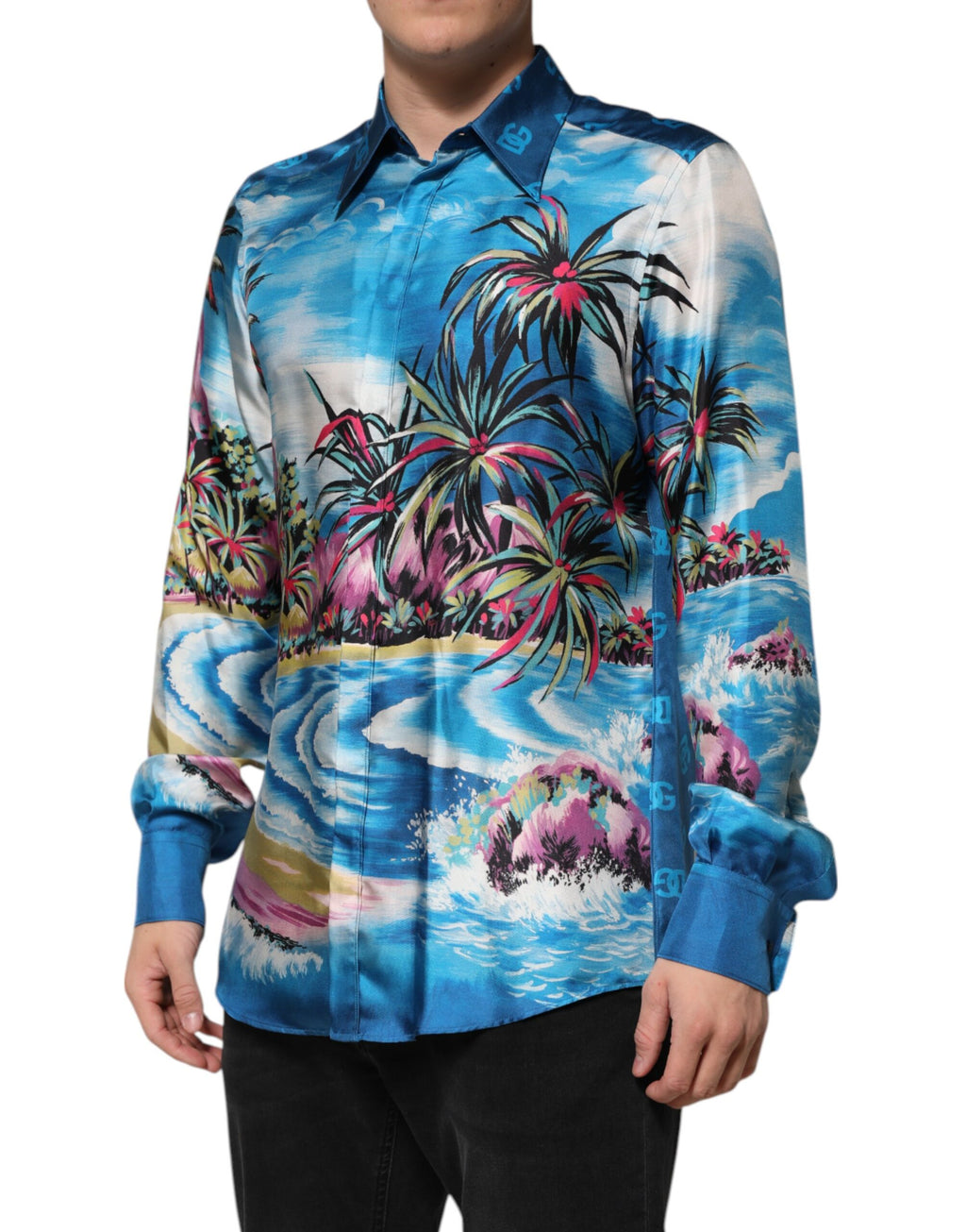 Dolce & Gabbana Multicolor Silk DG Long Sleeves Formal Shirt