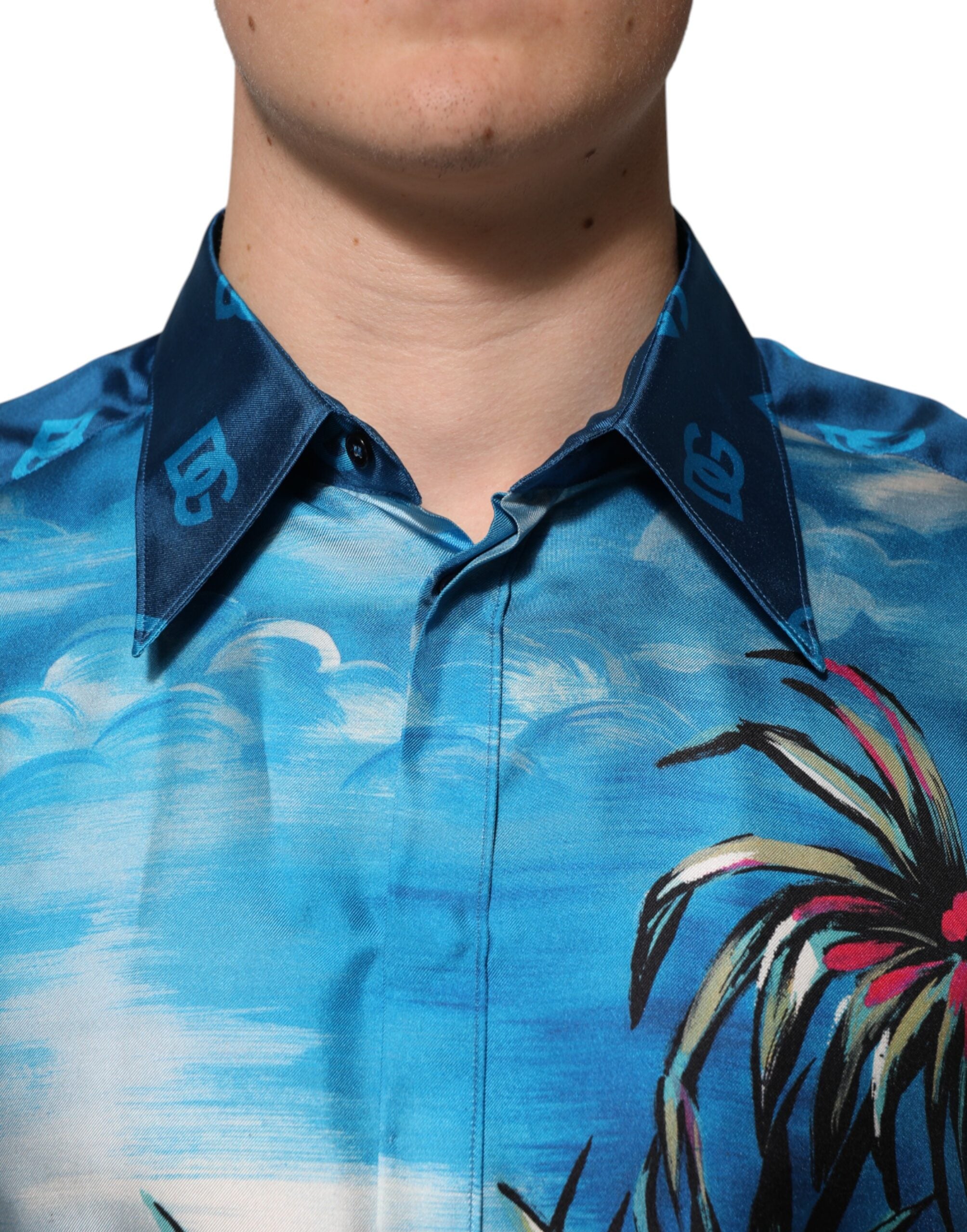 Dolce & Gabbana Multicolor Silk DG Long Sleeves Formal Shirt