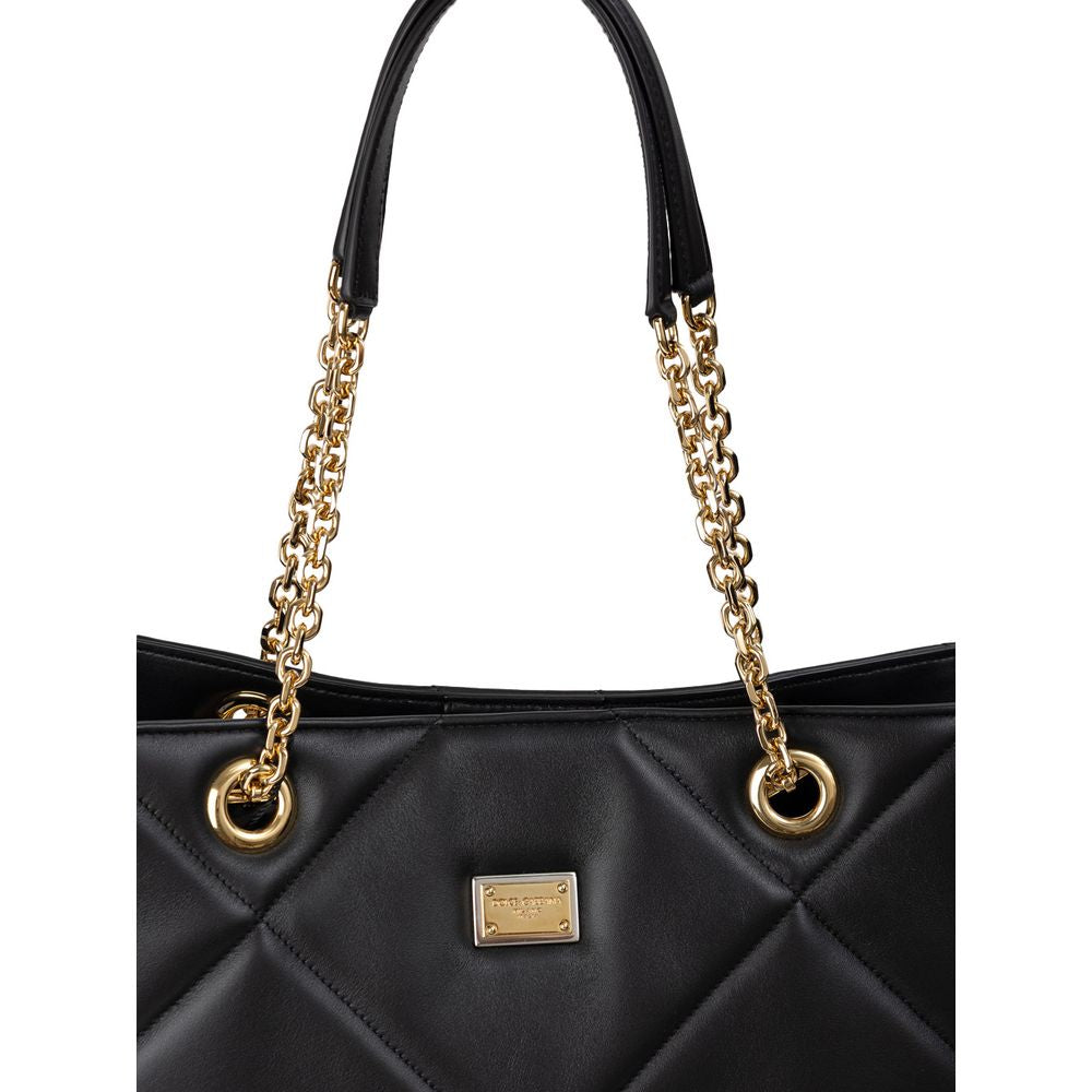 Dolce & Gabbana Black Leather Tote Bag
