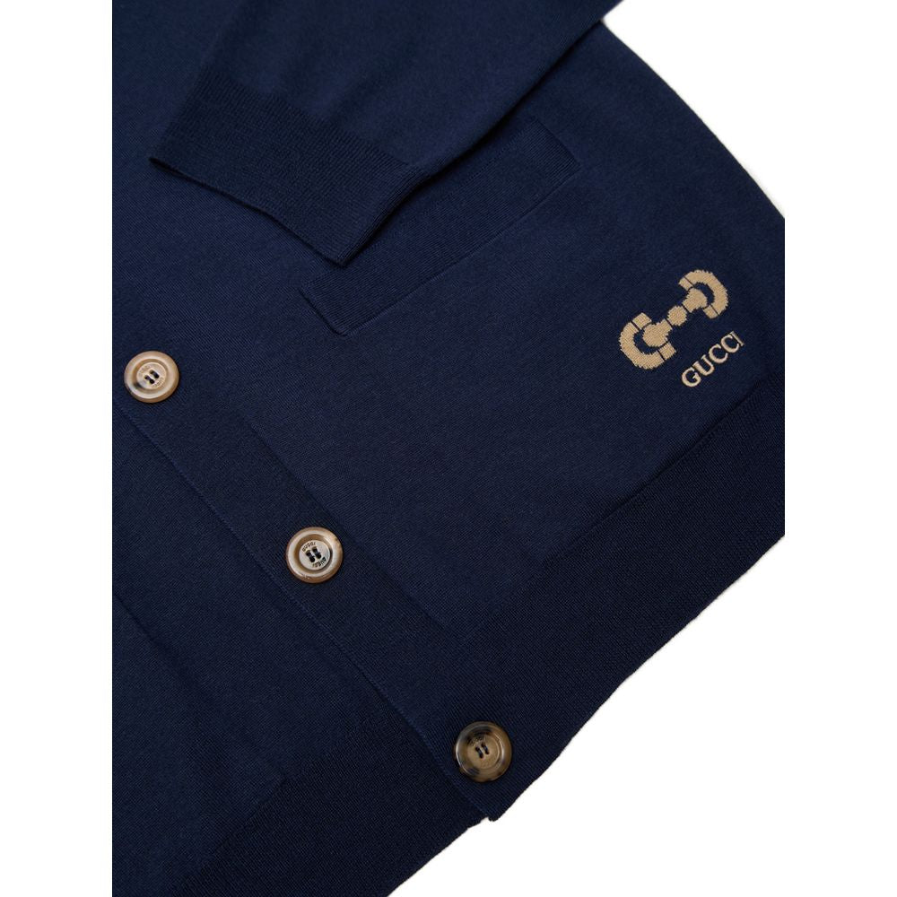 Gucci Blue Wool Cardigan