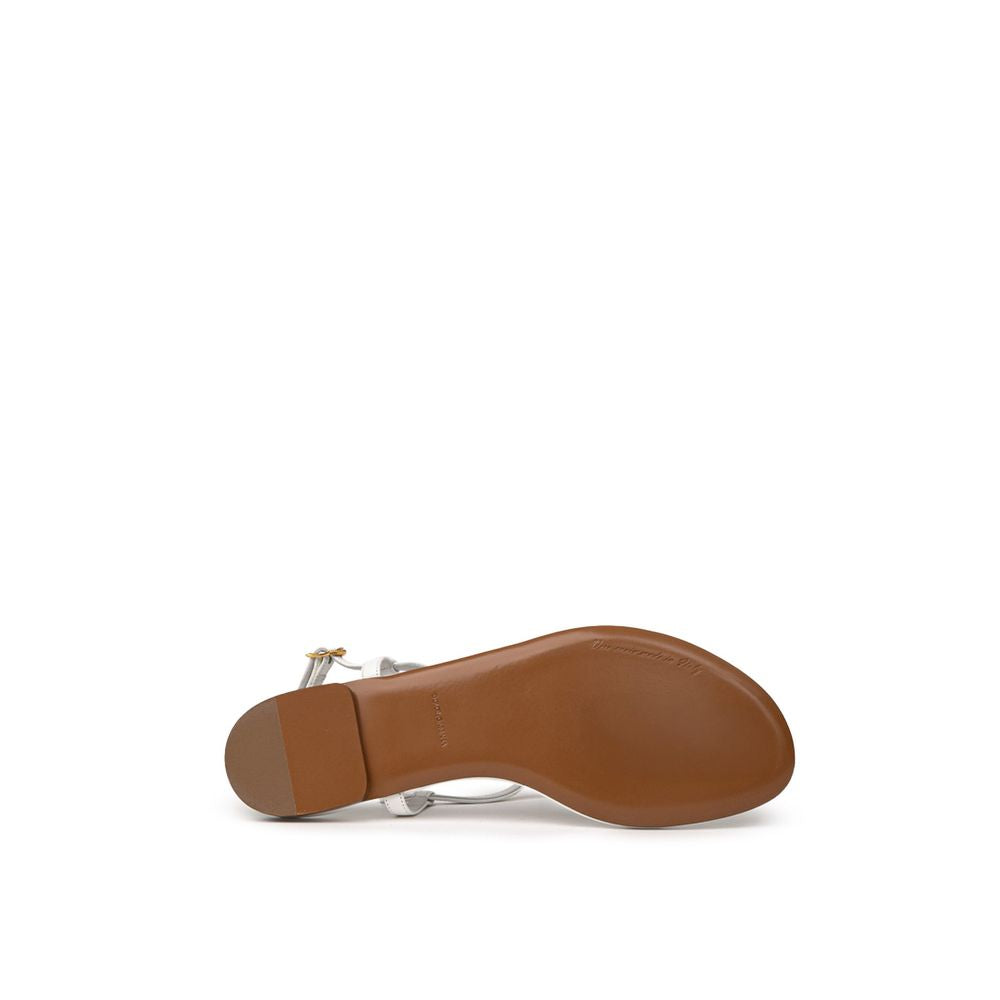 Dolce & Gabbana White Leather Flip-Flop Sandal