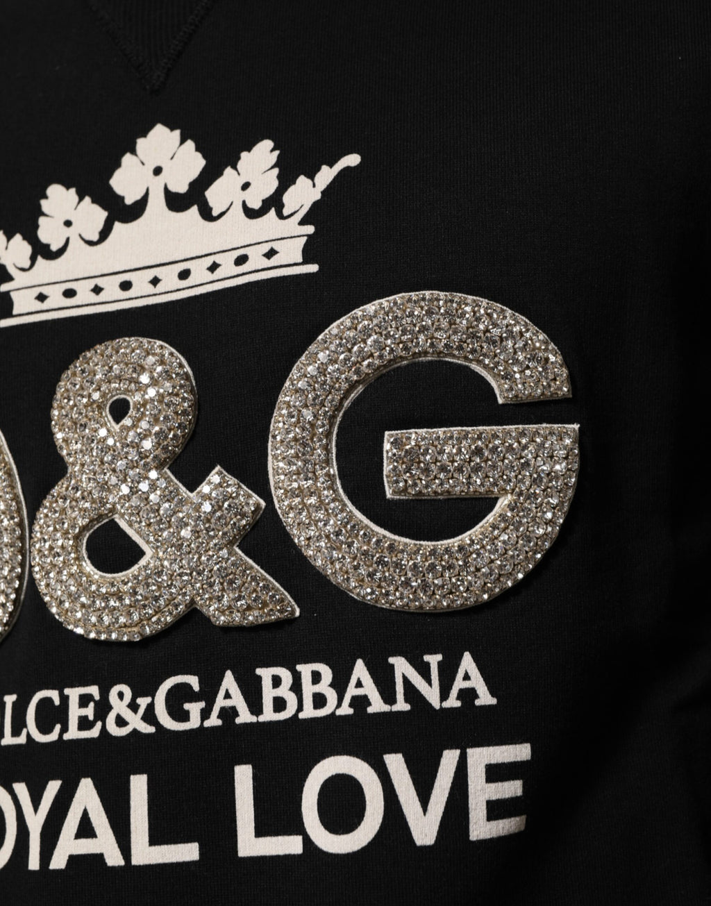 Dolce & Gabbana Black Cotton DG Crystal Embellished Sweater