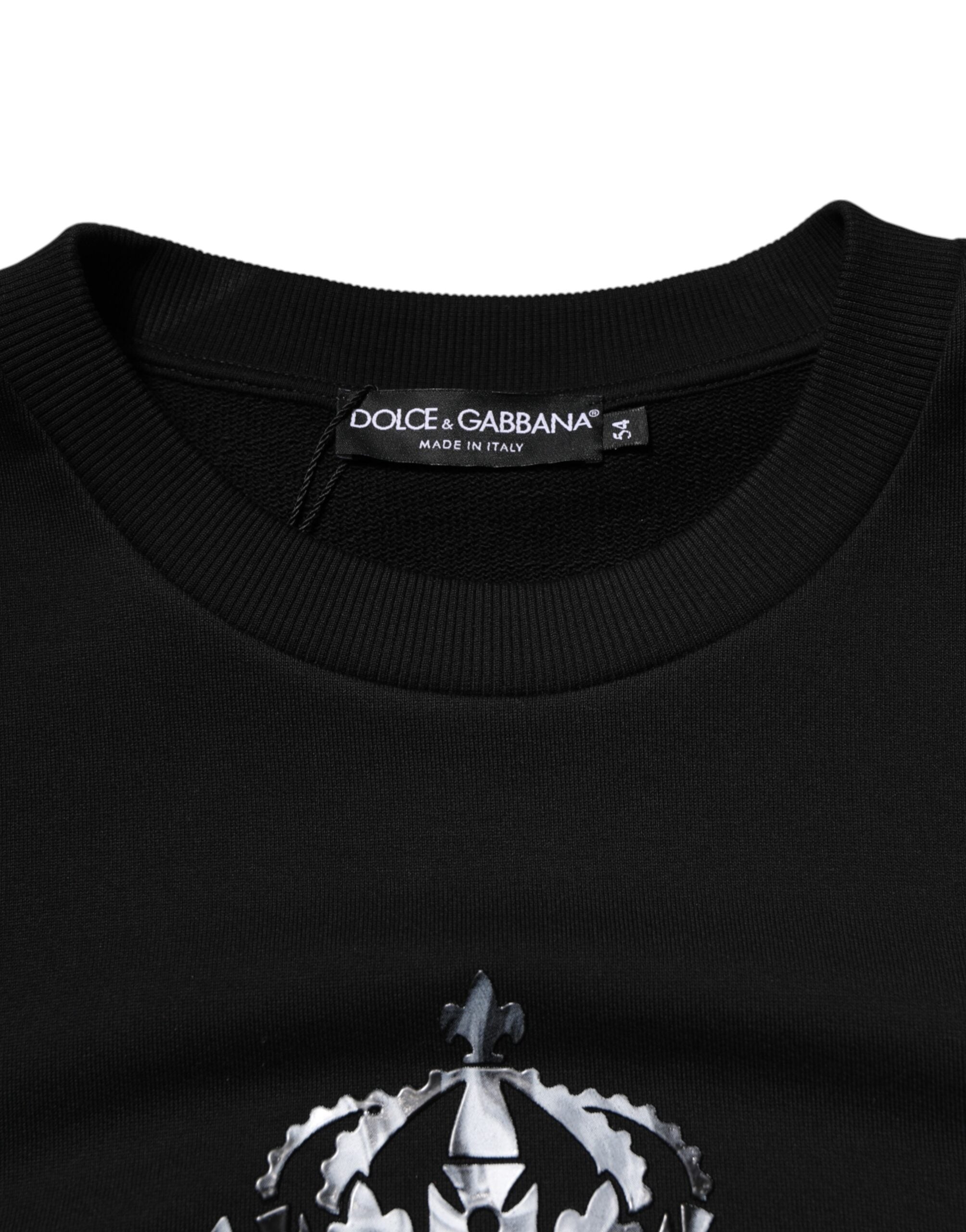 Dolce & Gabbana Black Cotton DG Logo Crew Sweatshirt Sweater