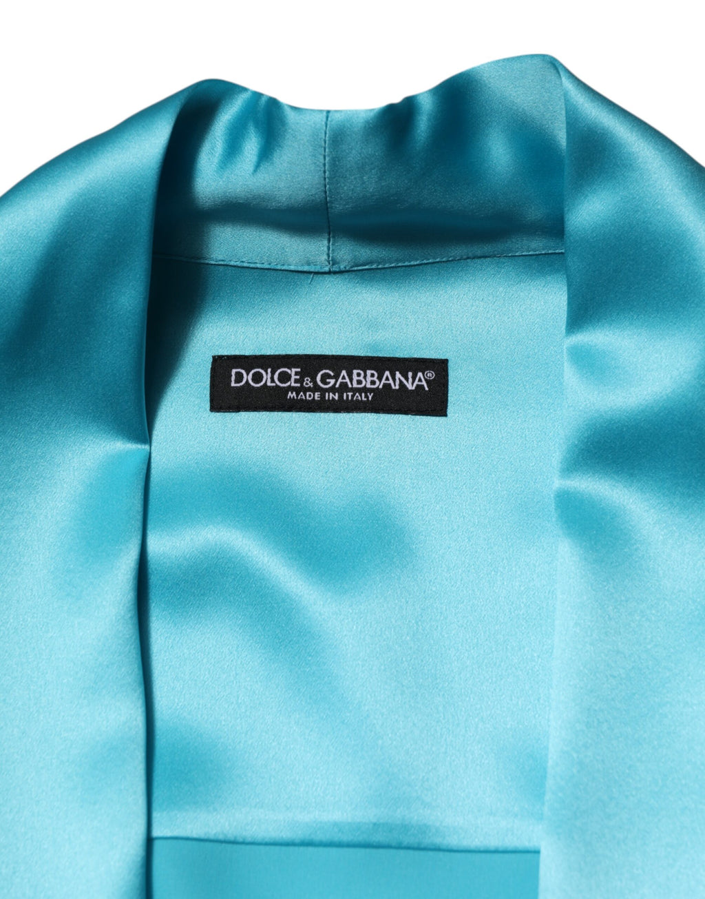 Dolce & Gabbana Aqua Blue Silk Wrap Style Long Sleeve Sweater