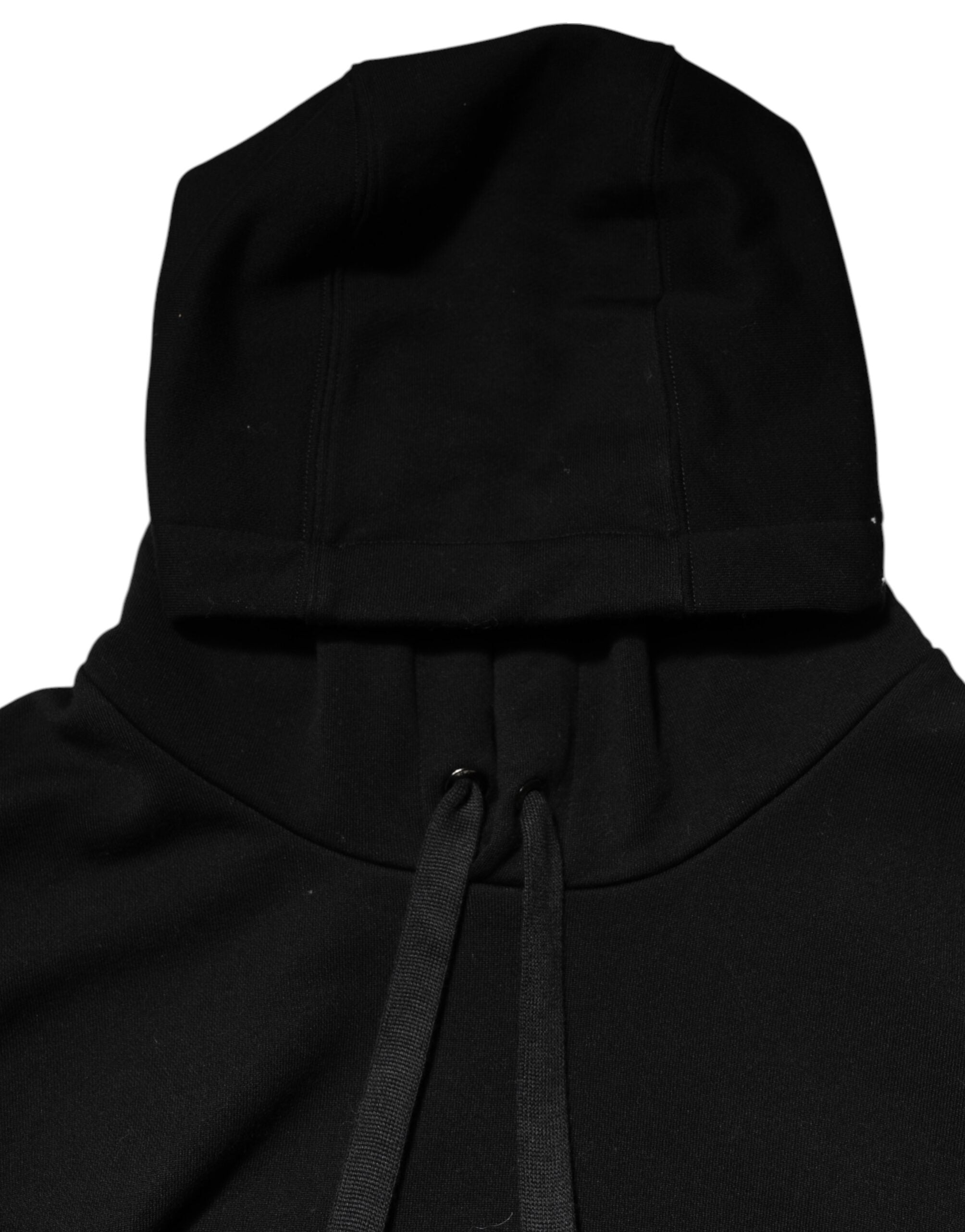 Dolce & Gabbana Black Cotton Oversize DG Logo Patch Hoodie Sweater