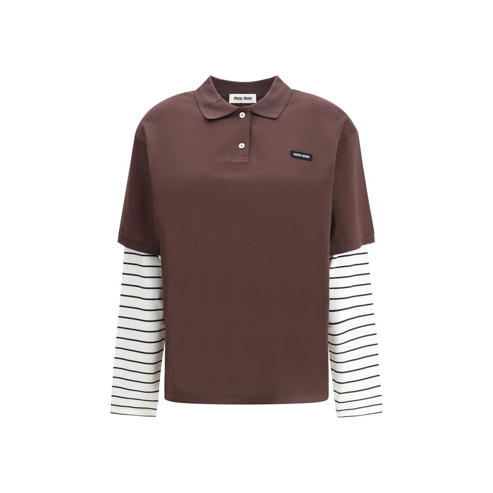 Miu Miu Striped sleeve Polo Sweater