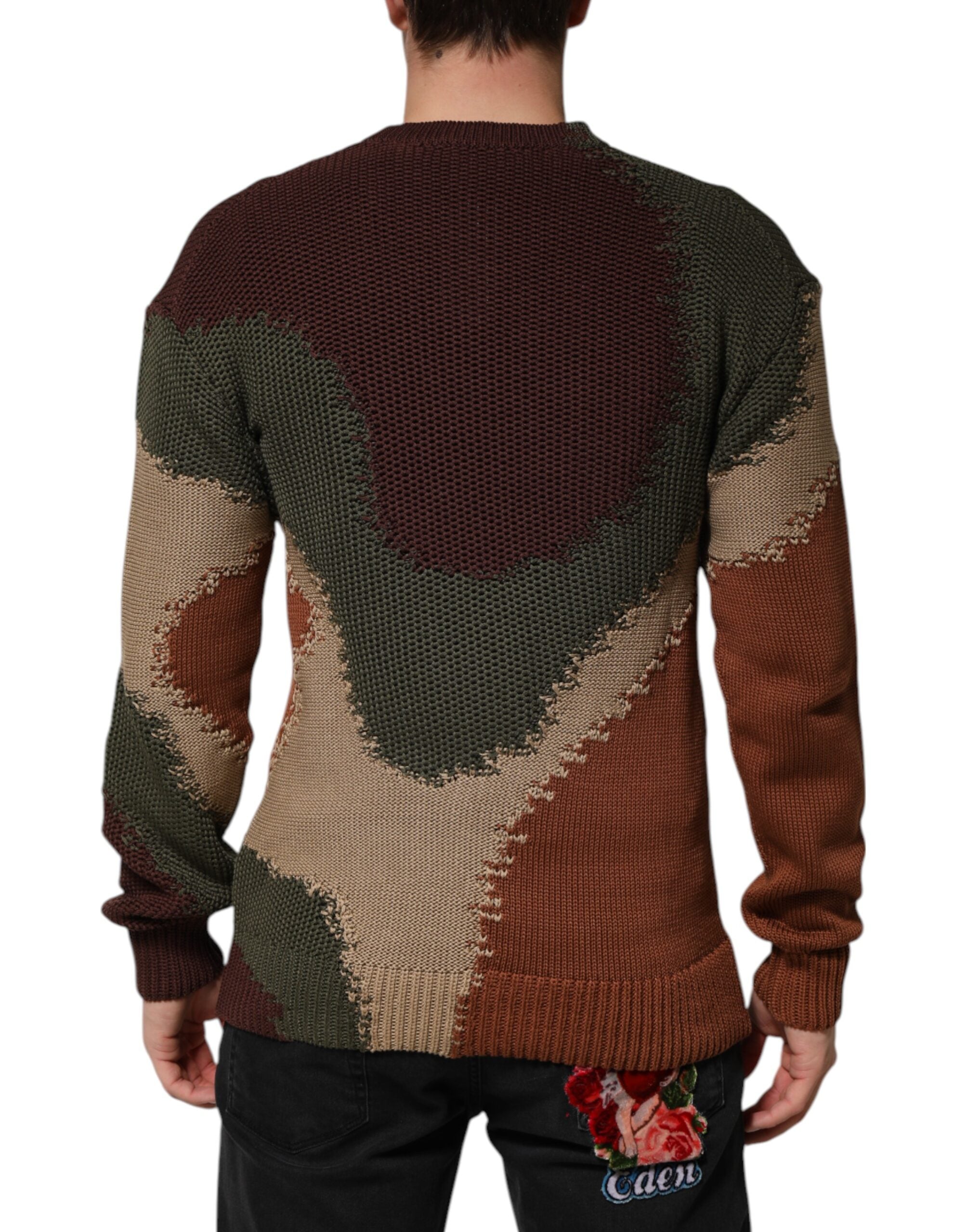 Dolce & Gabbana Multicolor Cotton Abstract Men Pullover Sweater